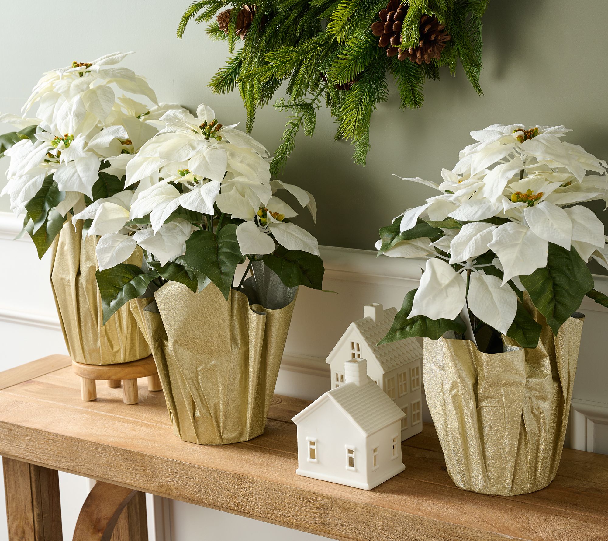 Set of (3) 18" Poinsettia Plants by Valerie