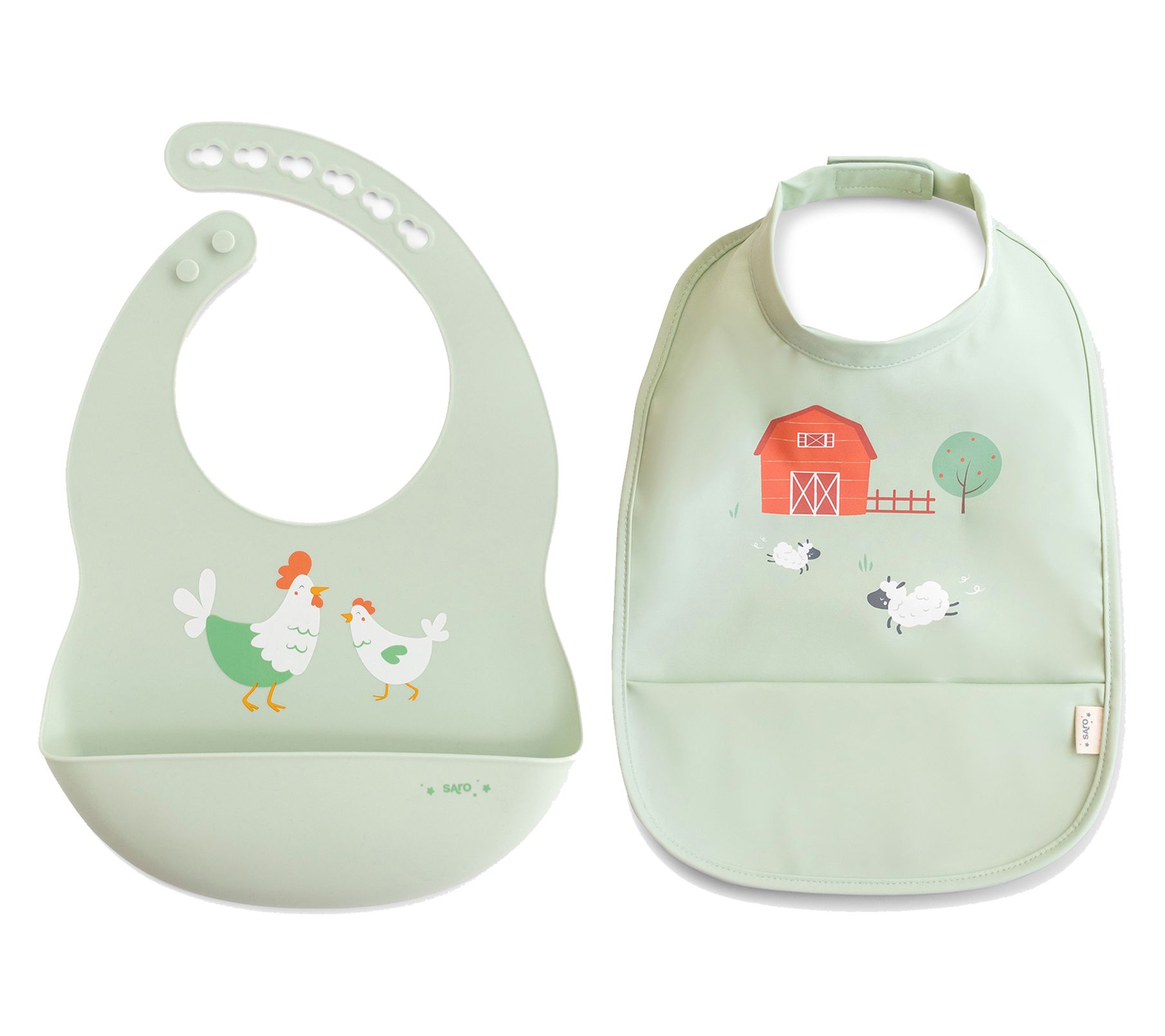 Saro "Funny Farms" Silicone + Waterproof Bib Set