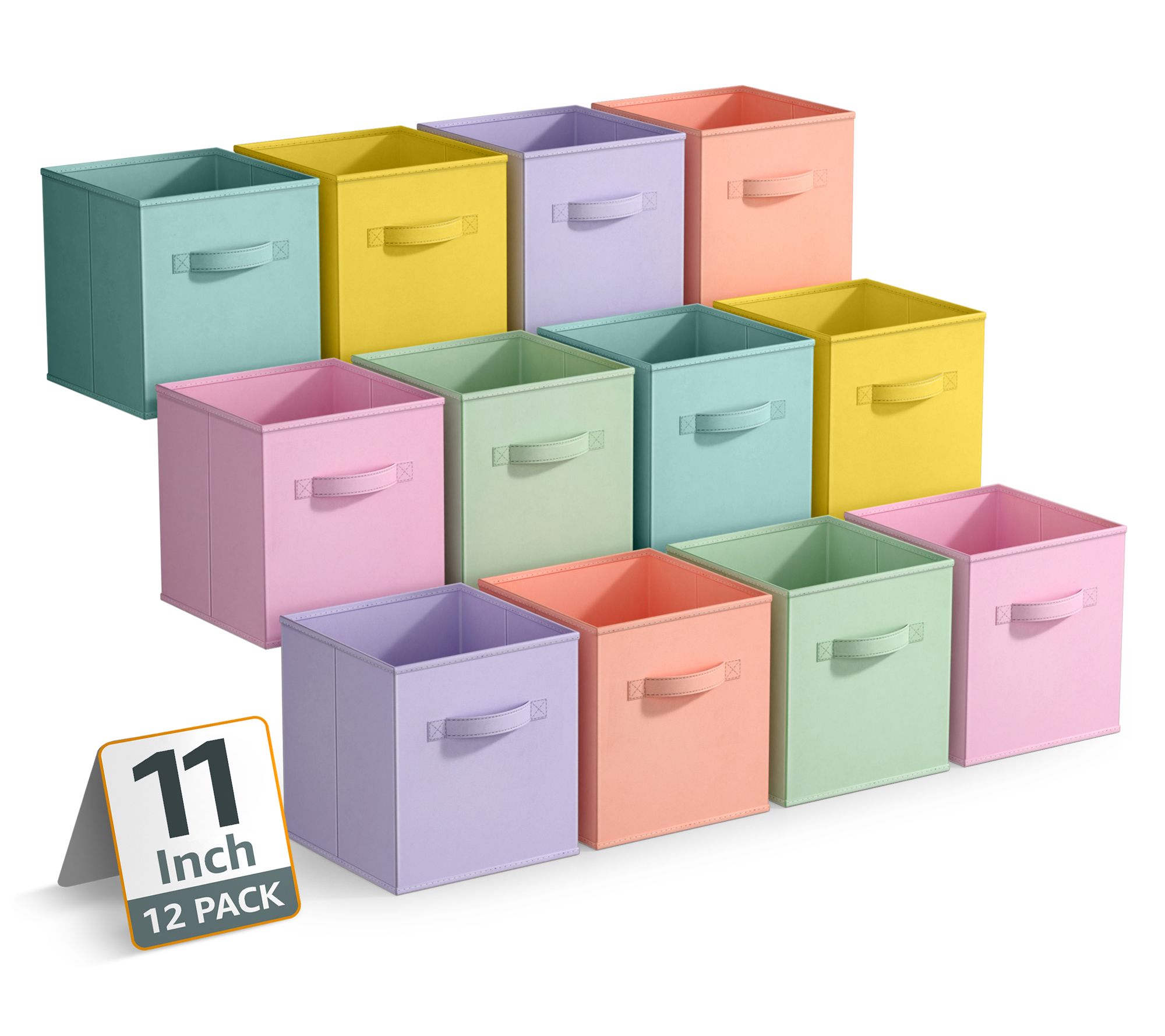 Sorbus 11" Storage Bins with Handles, 12 Pack Pastel Set 1