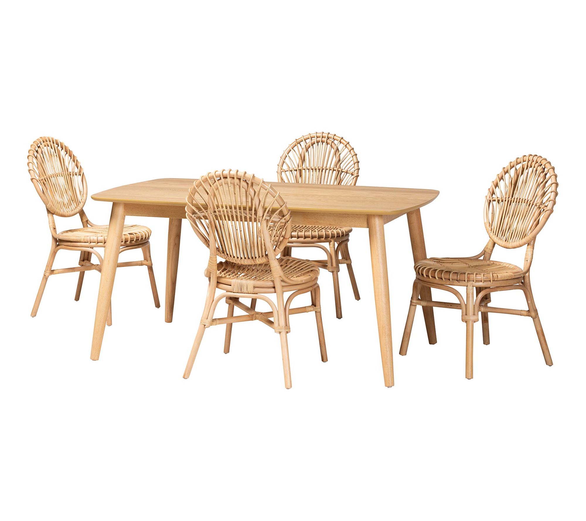 bali & pari Iris Natural Brown Rattan 5-Piece Dining Set