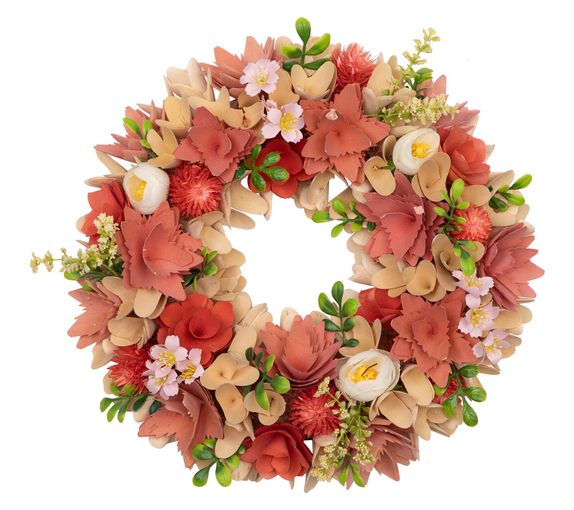 Northlight Mini Thistle Flowers Wooden Spring Wreath - 14"