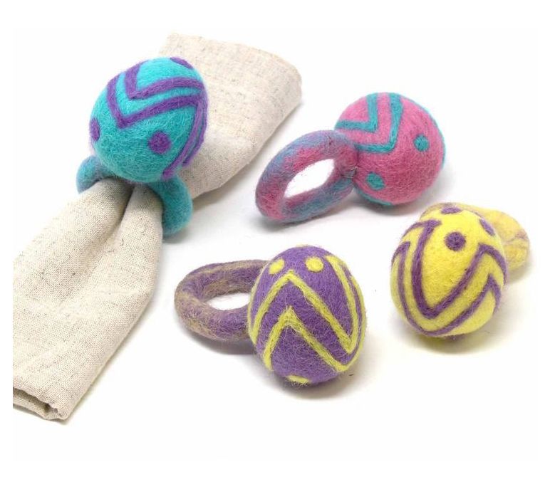 Global Crafts Set of 4 Felt Easter Egg Napkin Rings