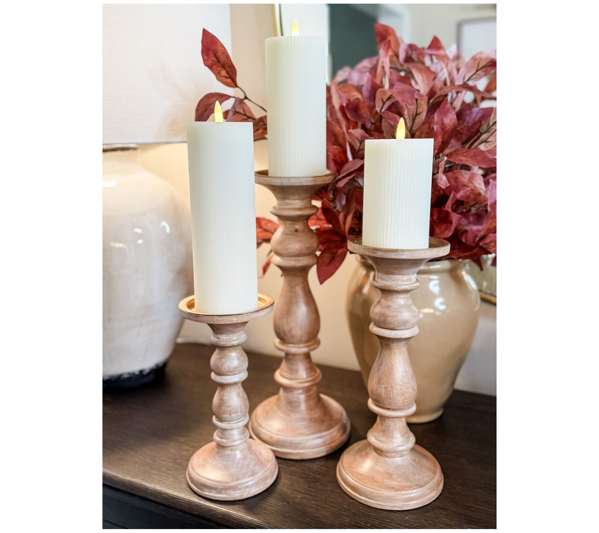 Simply Stunning S/3 Flameless Pillar Candles with Remote by Janine Graff