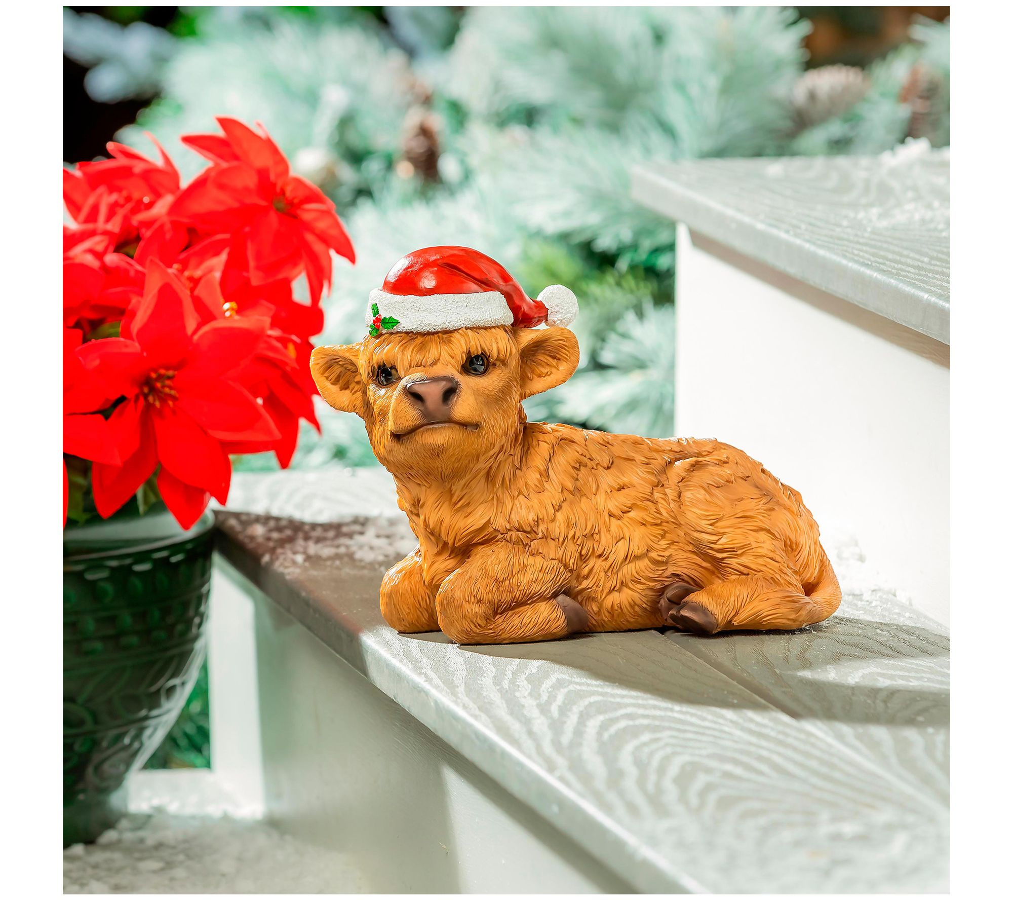 Evergreen 7.5"H Resin Highland Cow Garden Statue