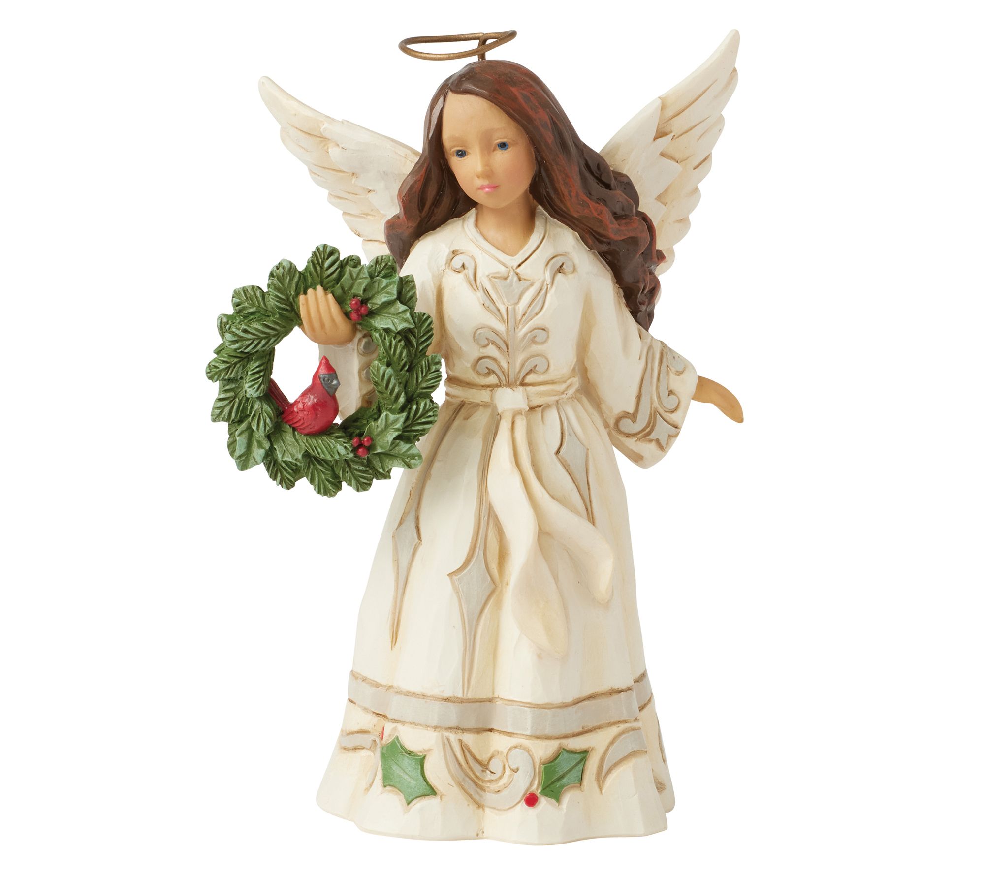 Jim Shore Heartwood Creek Woodland Angel with Cardinal Fig 4"