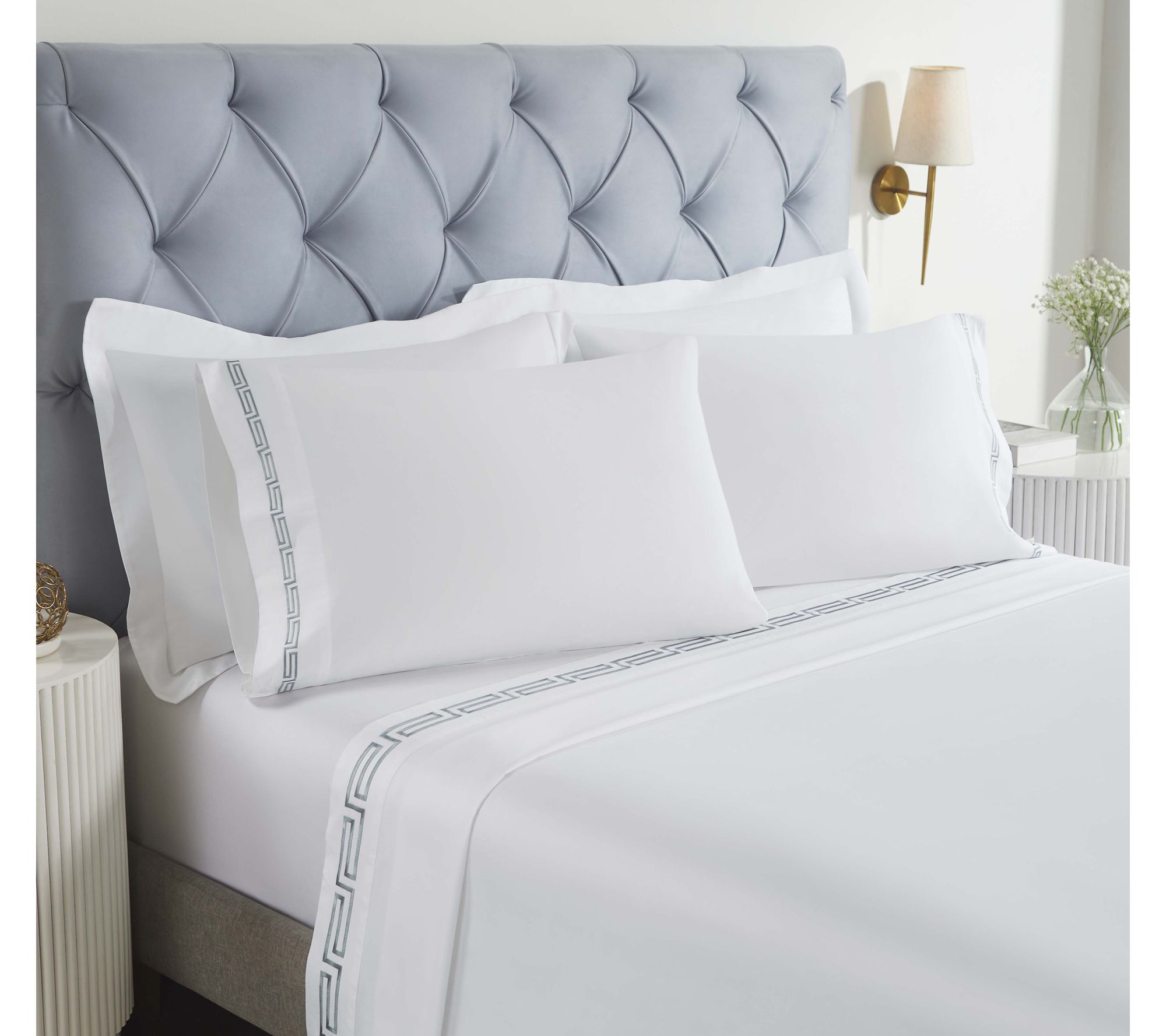 Superior Harrison Cotton Embroidered Sheet Set,Queen