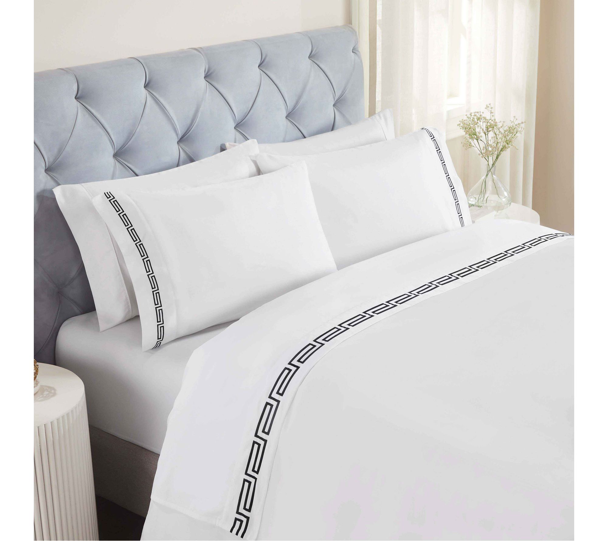 Superior Harrison Cotton Embroidered Sheet Set,Queen
