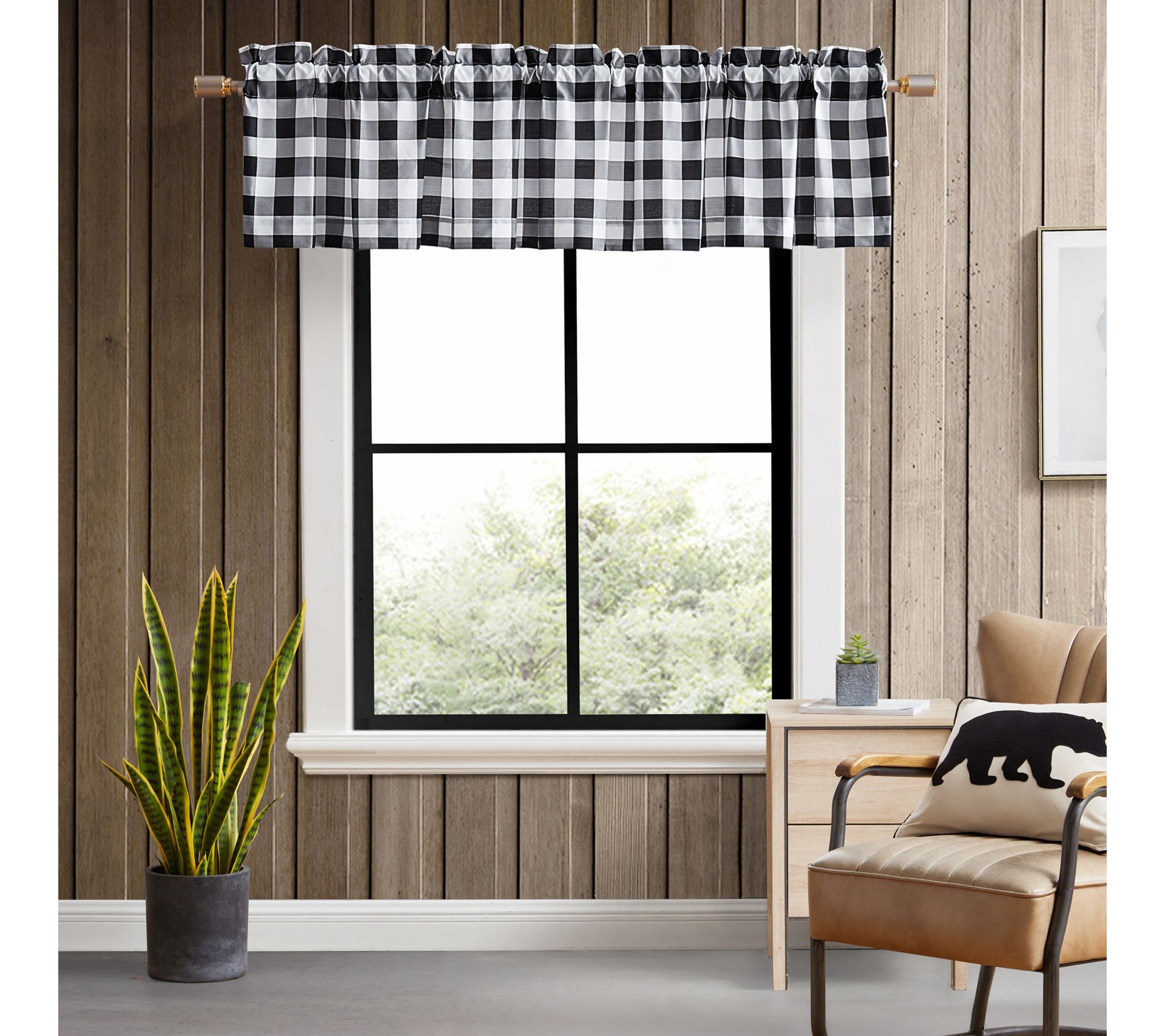 Eddie Bauer Mountain Plaid Black 86x15 Window Valance
