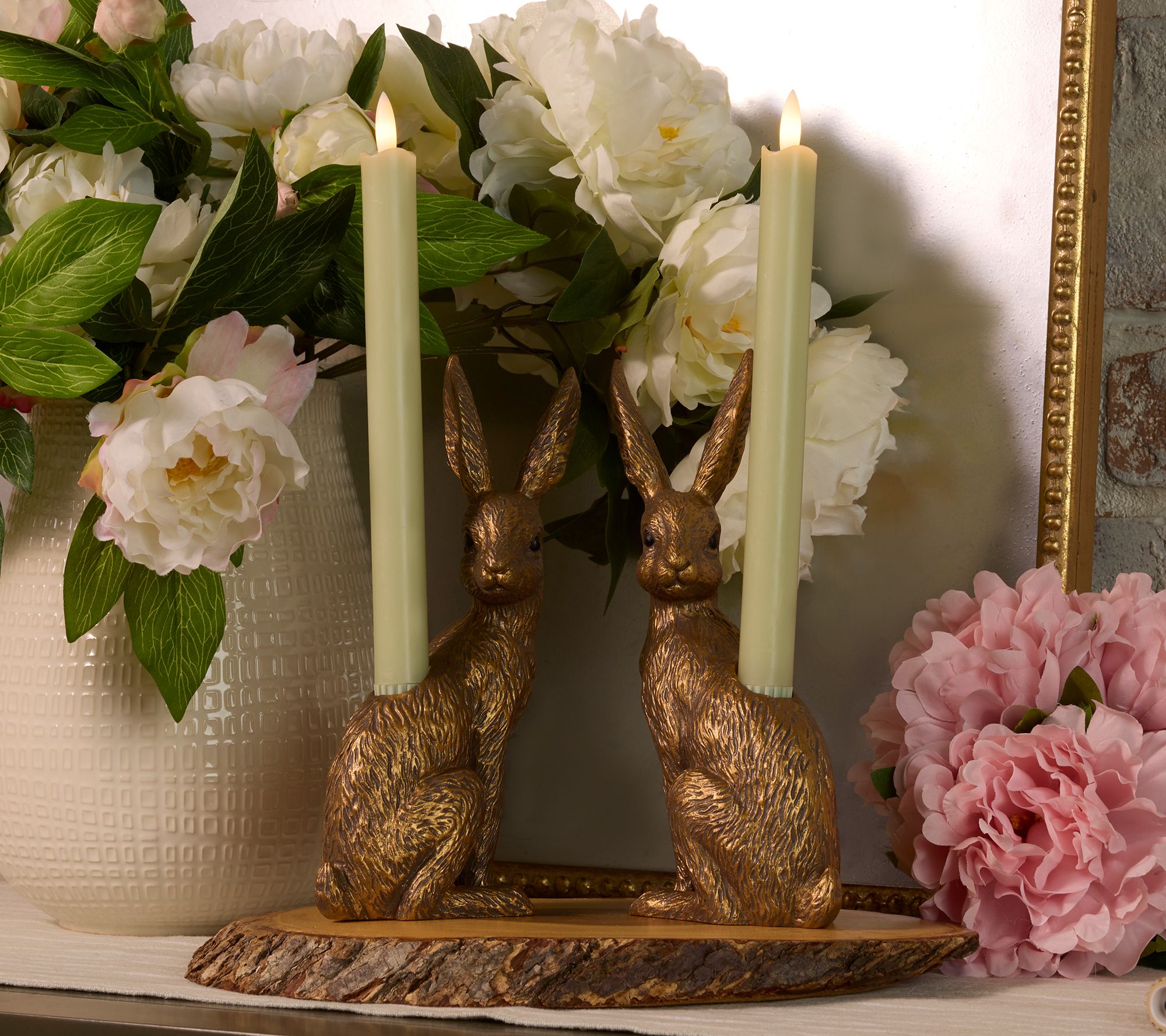  Home Reflections S/2 Figural Taper Holders with Candle