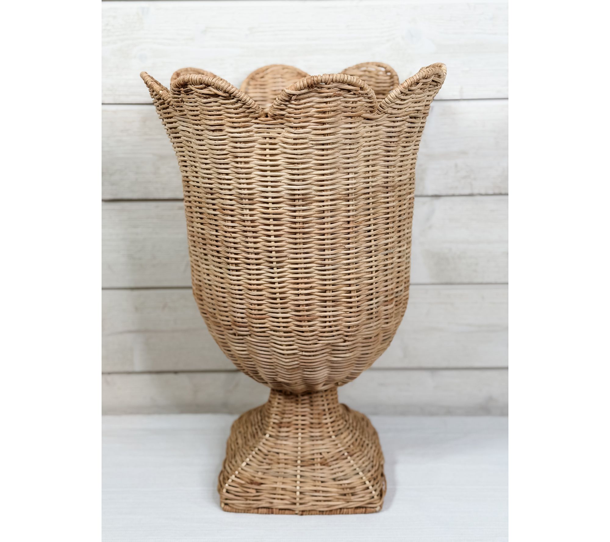 Simply Stunning 19" Woven Scalloped Footed Urn by Janine Graff