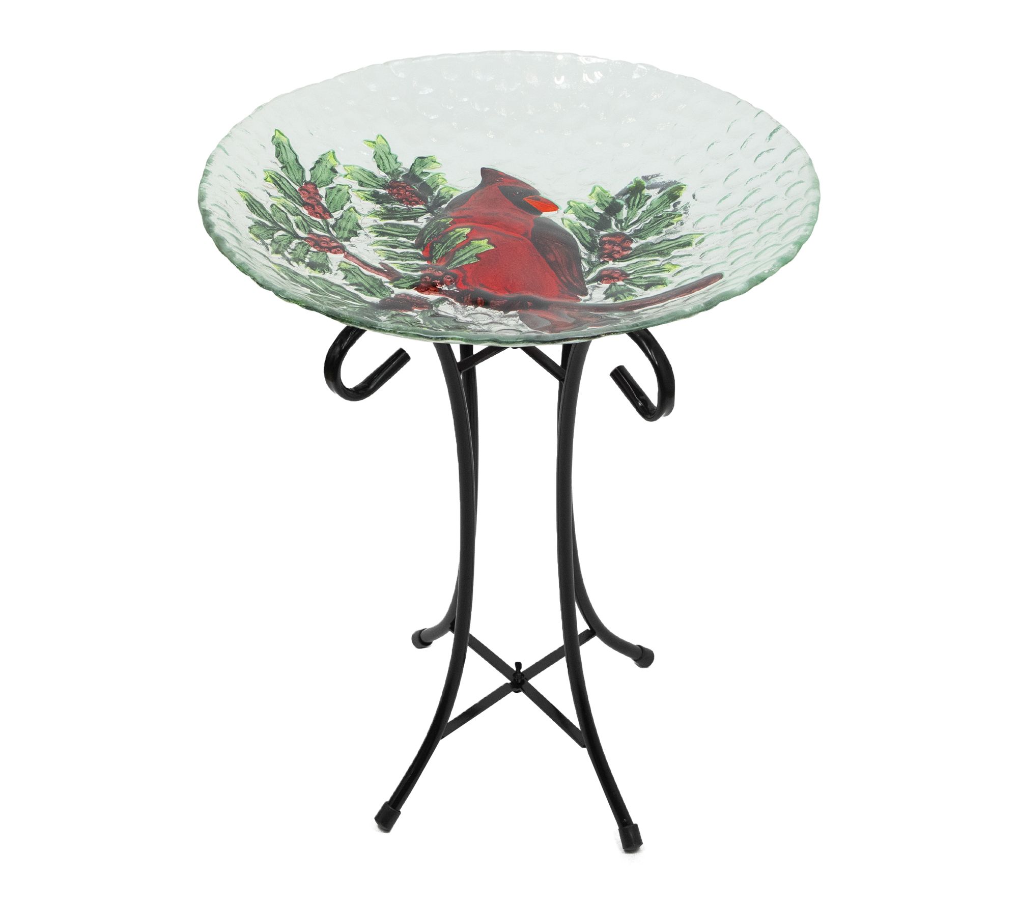 Northlight 21" Red Cardinal and Pine Cone Glass Bird Bath