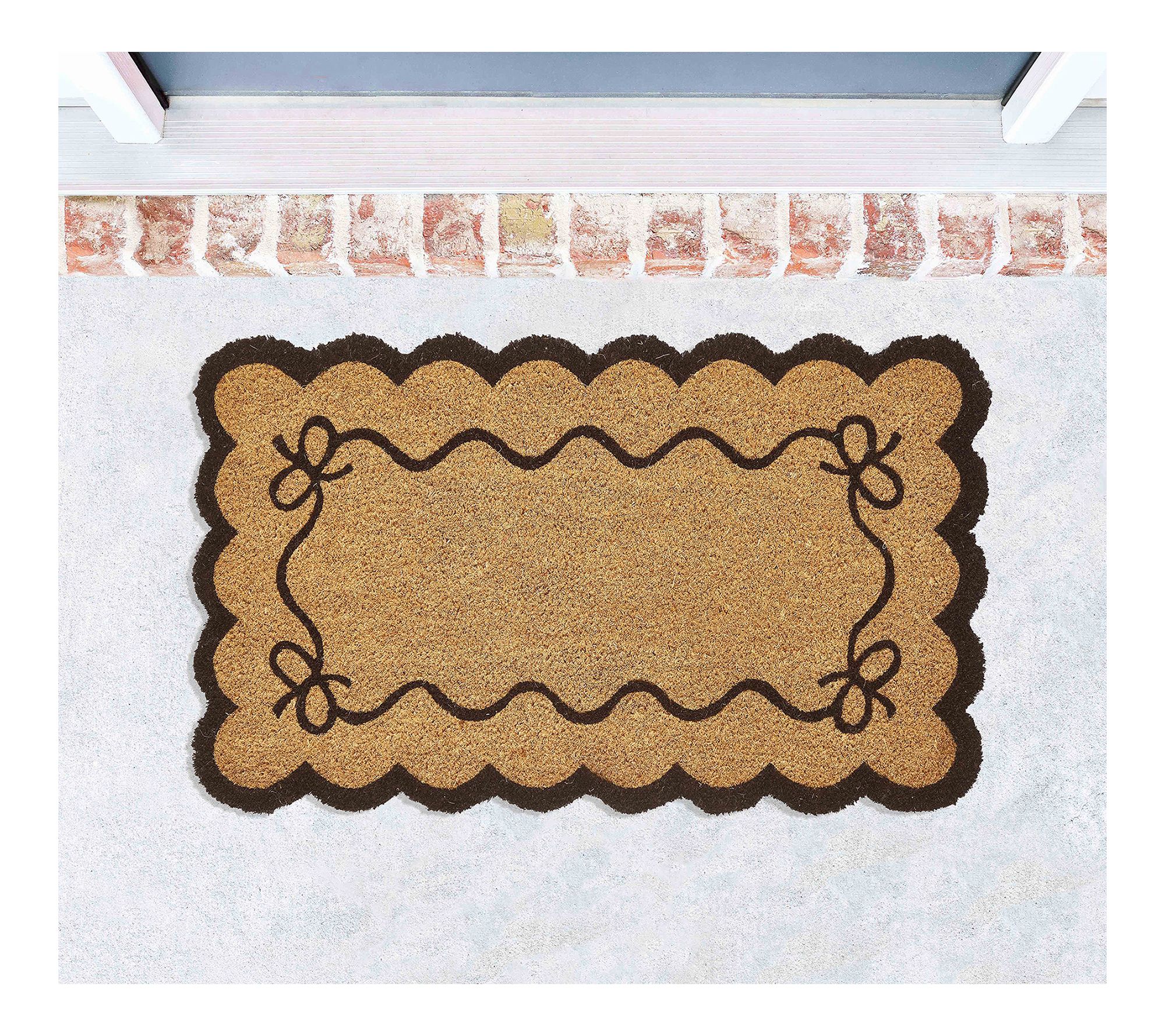VCNY Home Black Bow Scalloped Edge Coir OutdoorDoormat