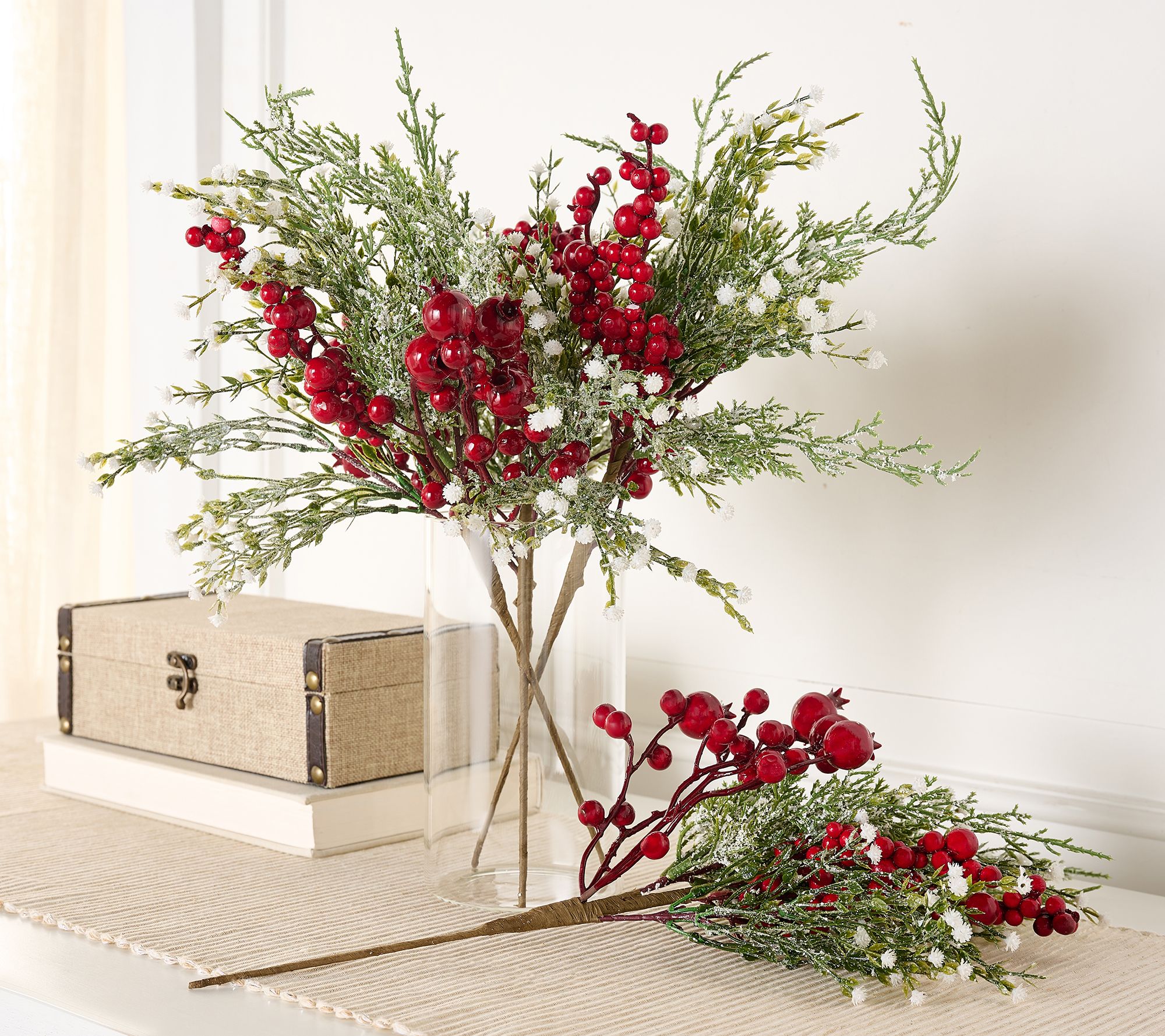 "As Is" Set of 4 Winter Frost Cedar and Berry Picks by Valerie