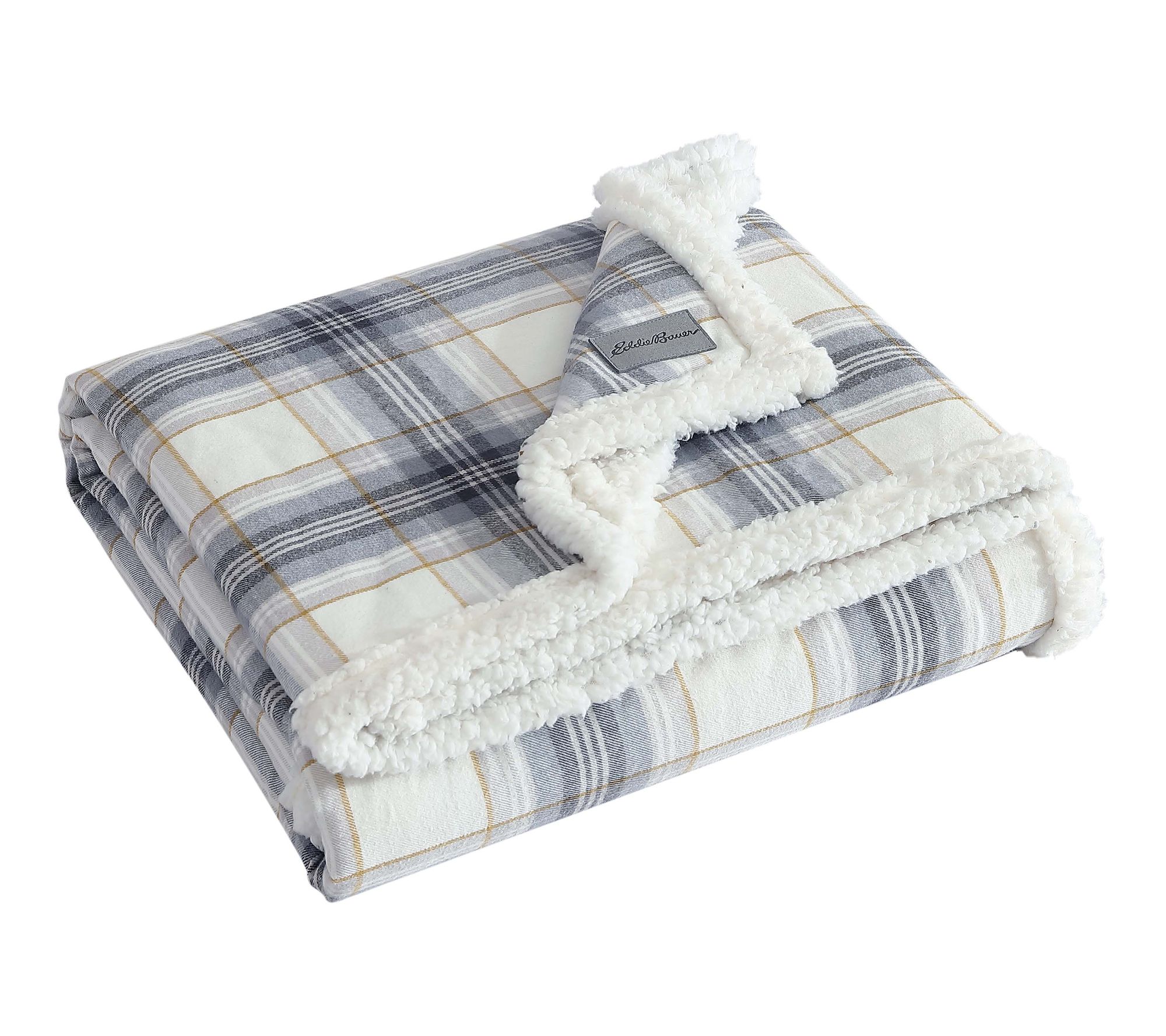 Eddie Bauer Edgewood Plaid Grey Cotton 50"X60"Throw
