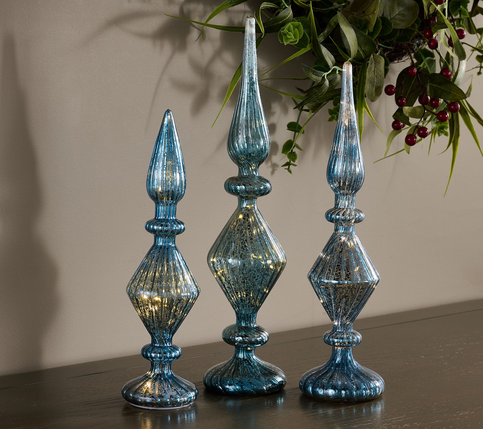 "As Is" Set of 3 Illuminated Glass Finials by Valerie
