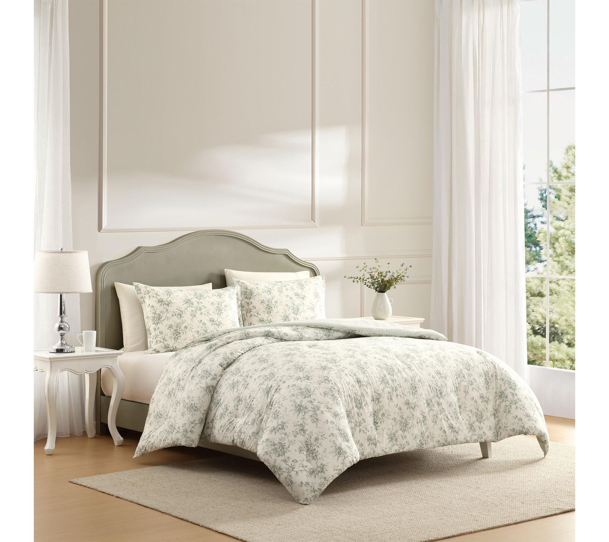 Laura Ashley Walled Garden Green Cotton King Comforter Set