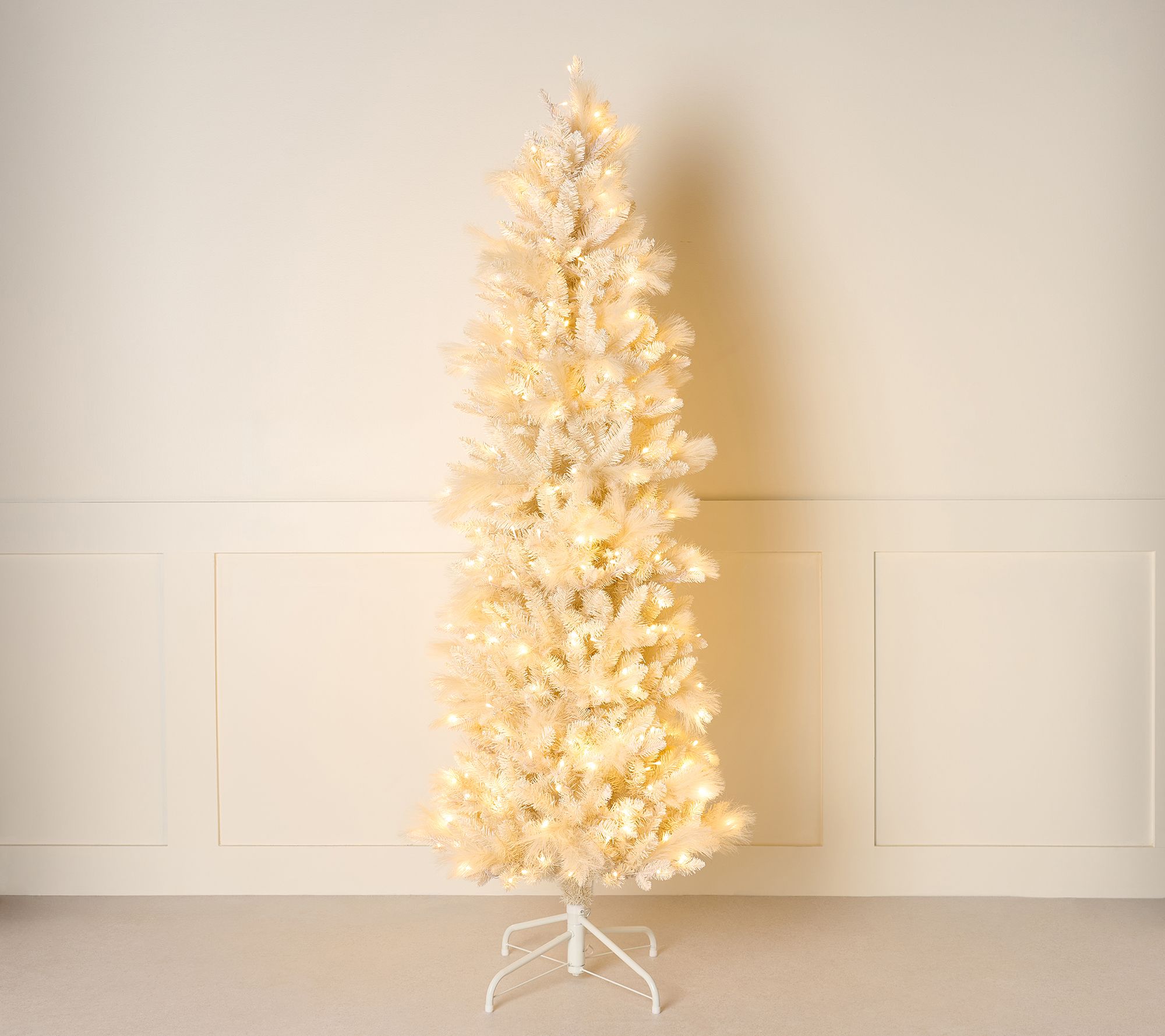 9' Illuminated Slim Tree with Pampas Accents by Kim Gravel