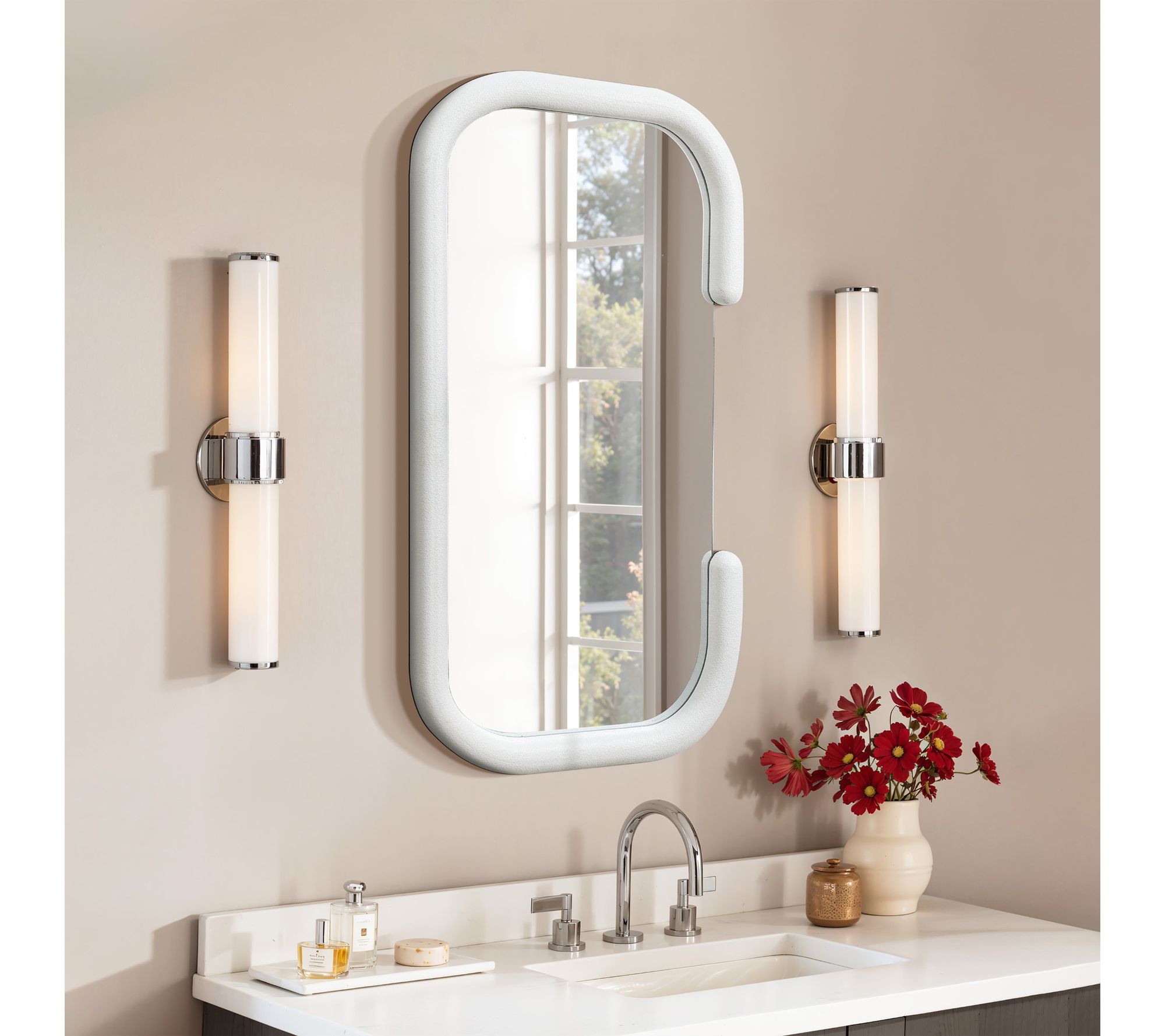 LuxenHome White C-Frame Accent and Vanity 40.98" H Wall Mirror