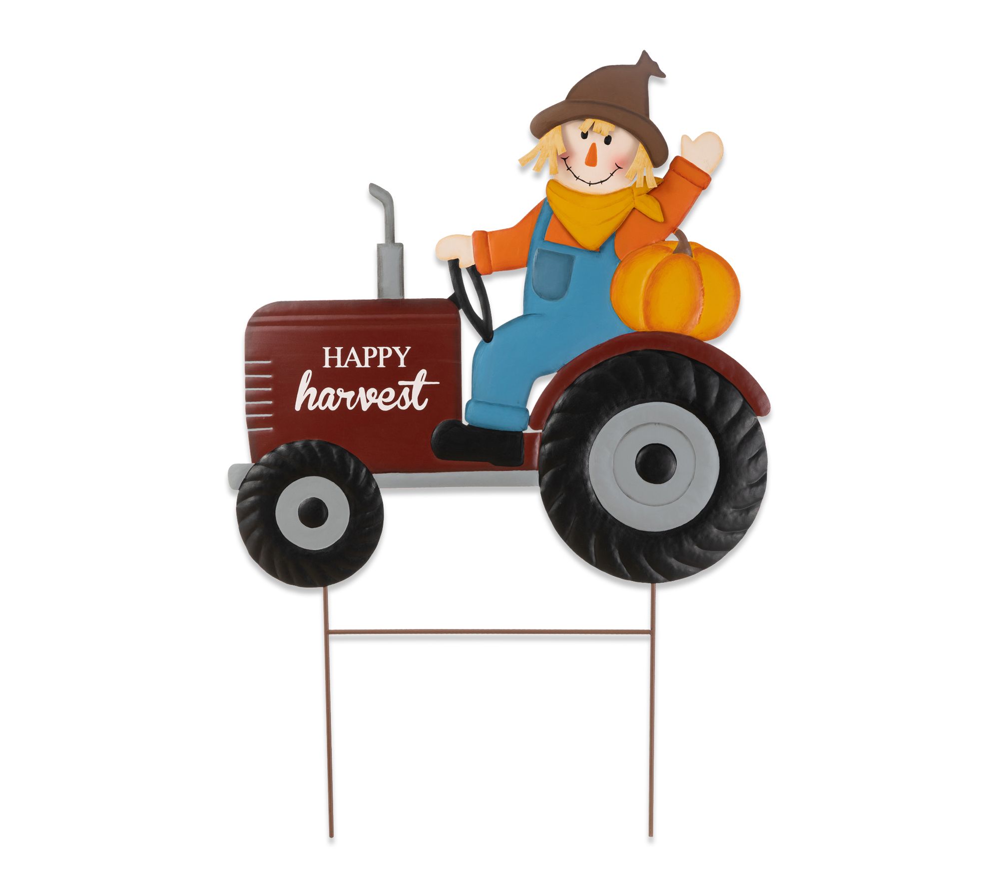Glitzhome 30"H Fall Metal Tractor & Scarecrow Garden Stake