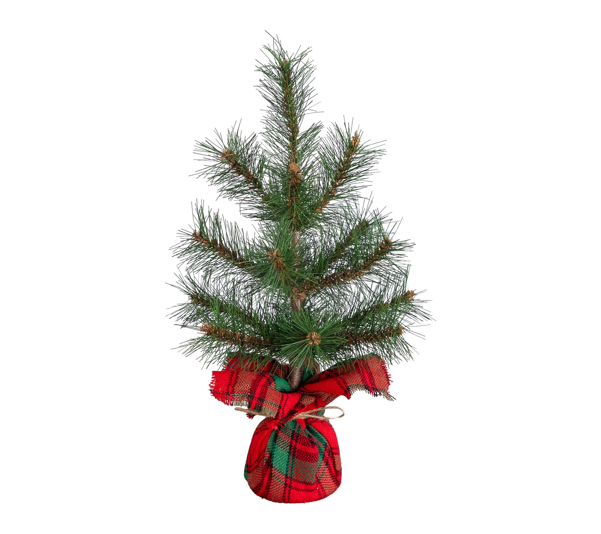 16-in Tree with Tartan Plaid Flannel Base by Nearly Natural