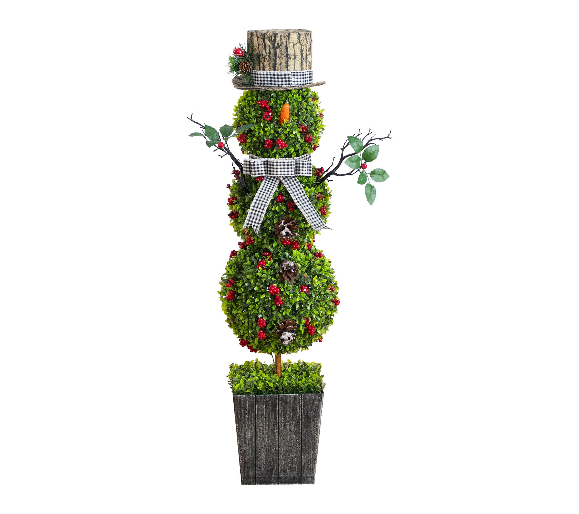 42-in Christmas Boxwood Snowman Topiary Tree by Nearly Natural