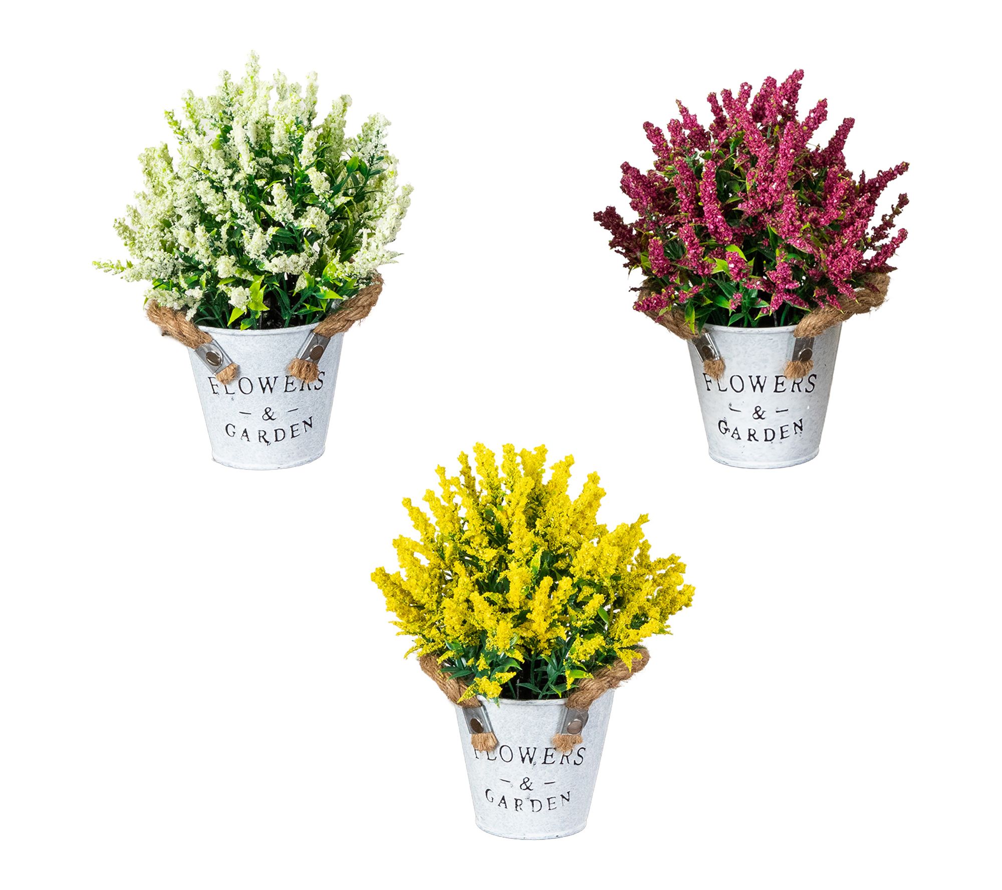 8-in Mixed Lavender in Planter - Set of 3 by Nearly Natural