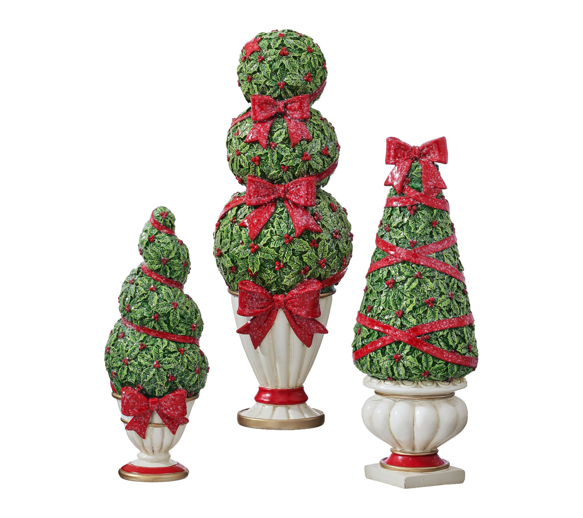8-12" Resin Potted Holiday Topiary Set of 3 by Valerie