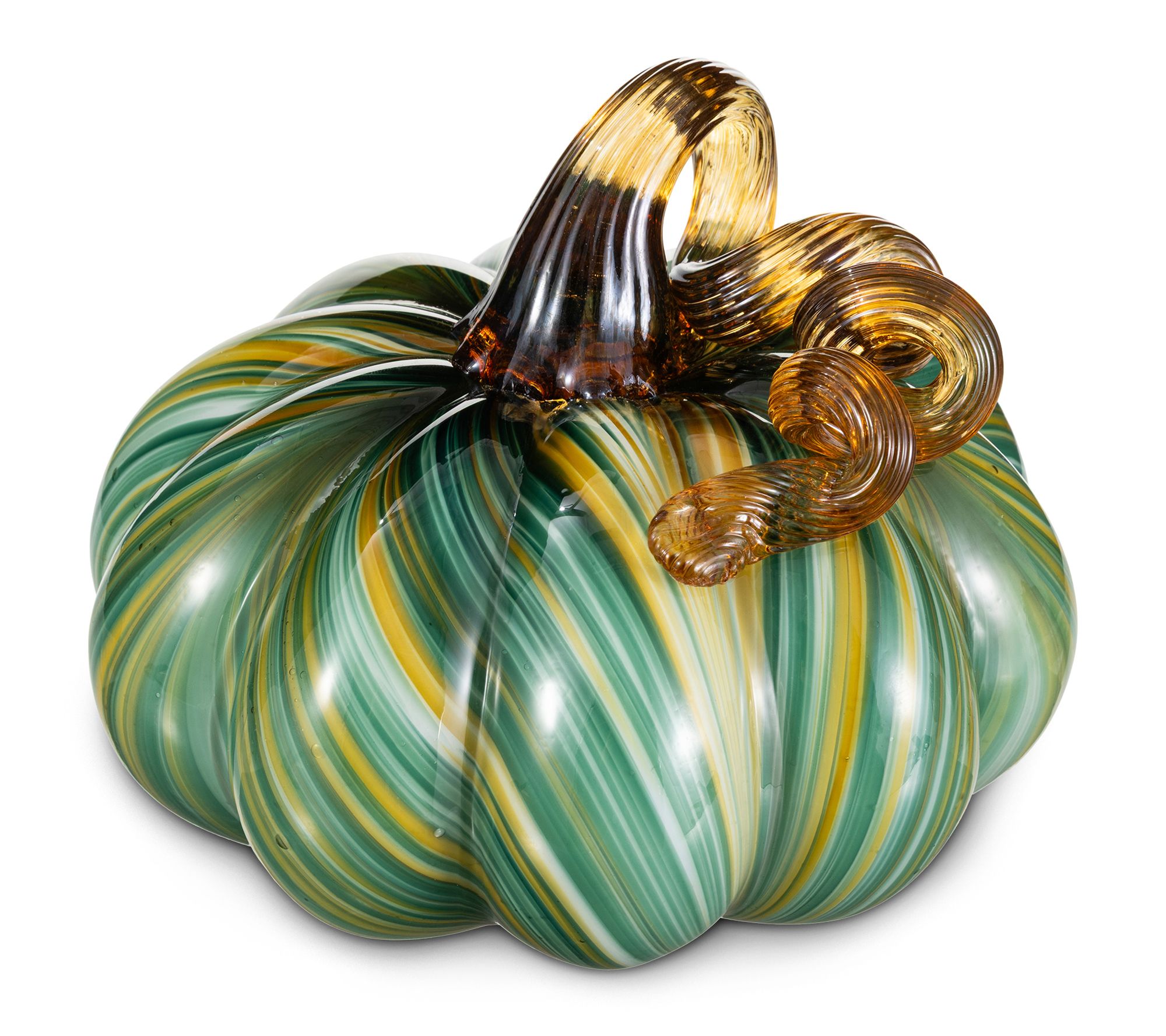Glitzhome 5.75"D Multi Striped Glass Pumpkin