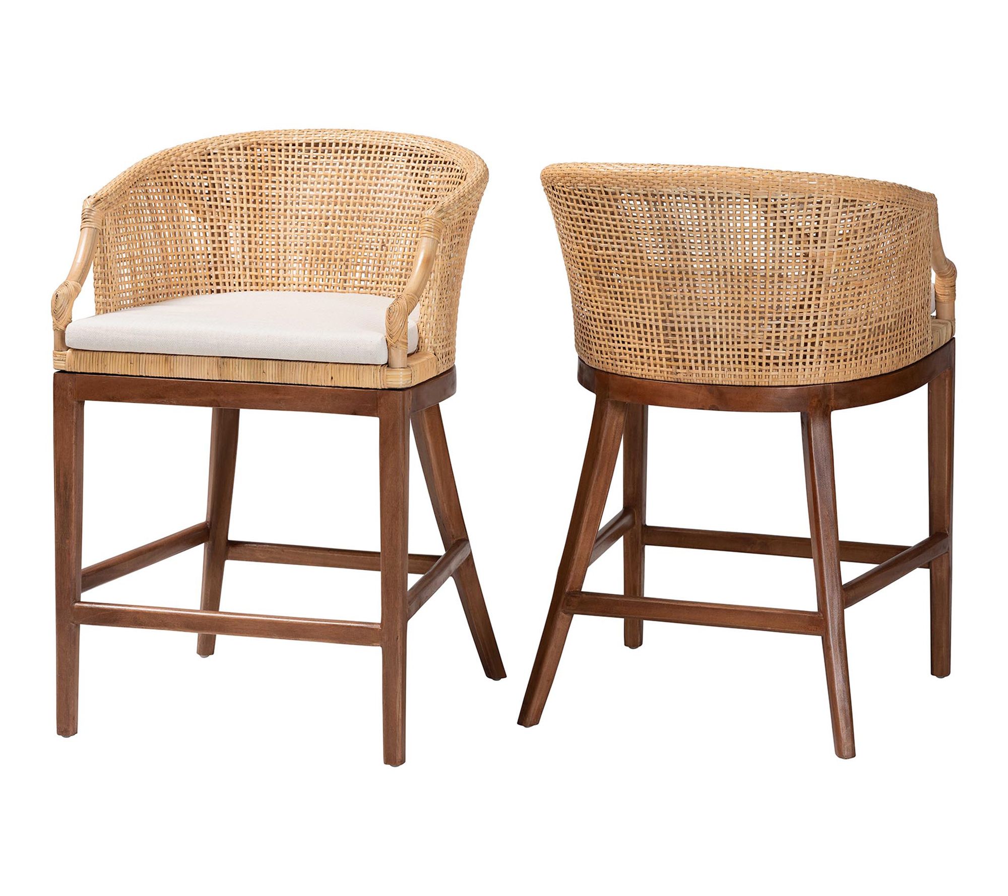bali & pari Lumajang Rattan and Wood Counter Stool Set of 2