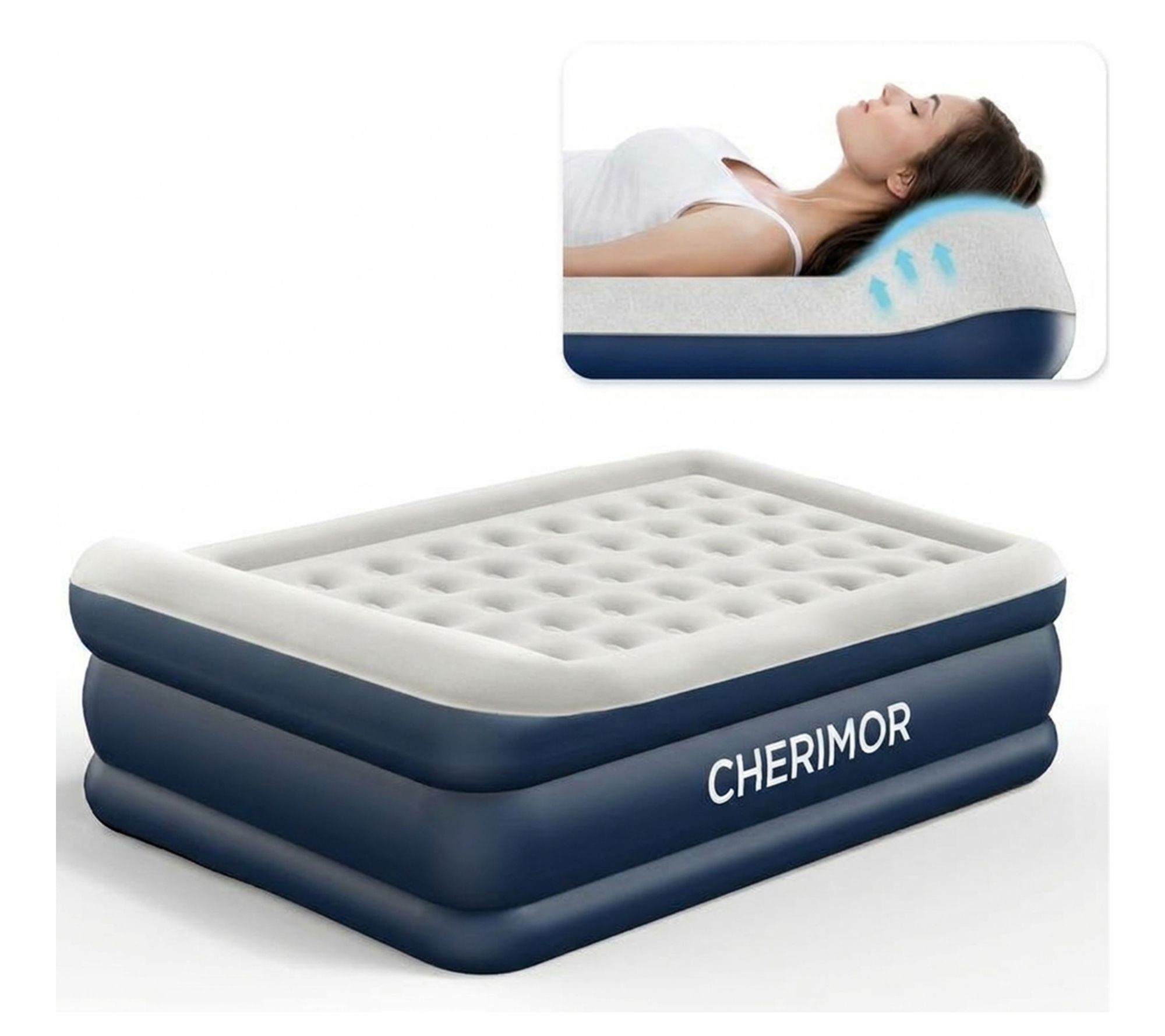 Teamson Select 20.5" Queen Air Mattress, Built-in Pump & Pillow