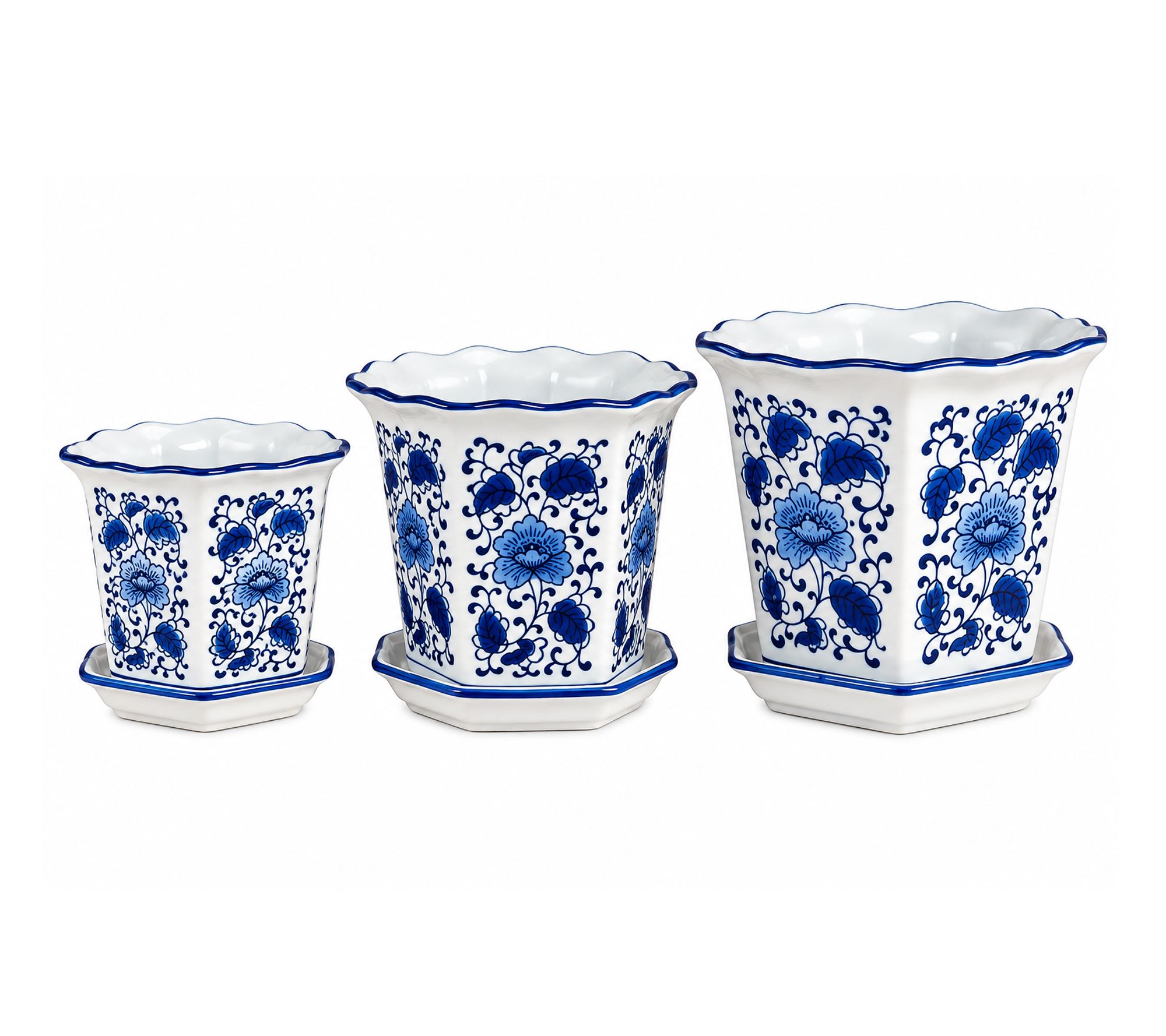 RC Home Decor -Set of 3 Chinoiserie Ceramic Planters