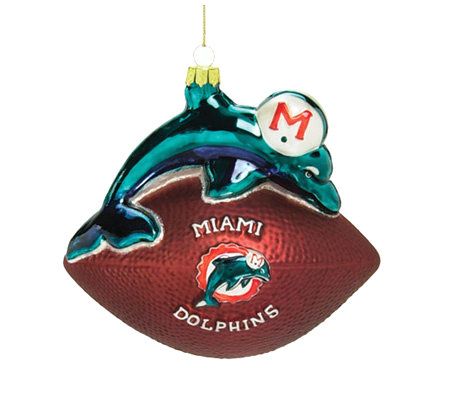 Miami Dolphins Glass Ball Ornament 