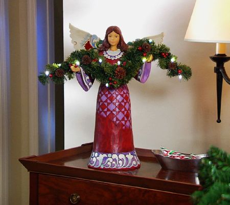 Jim Shore 20" Angel Statue with Lit Garland by Bethlehem Light - QVC.com