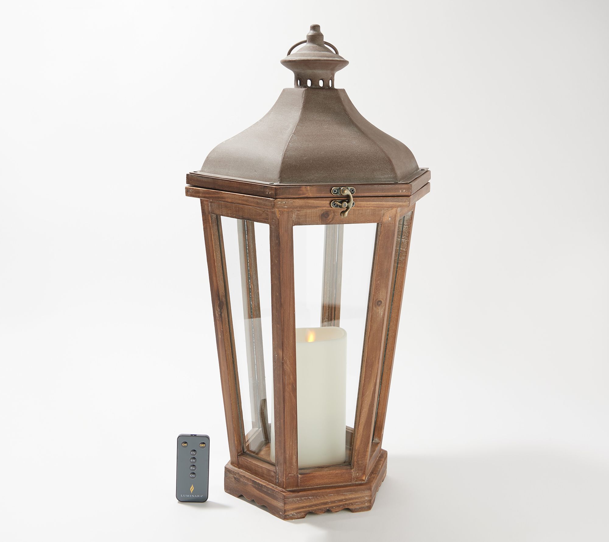 Luminara Charleston 21" Lantern with Flameless Pillar & Remote