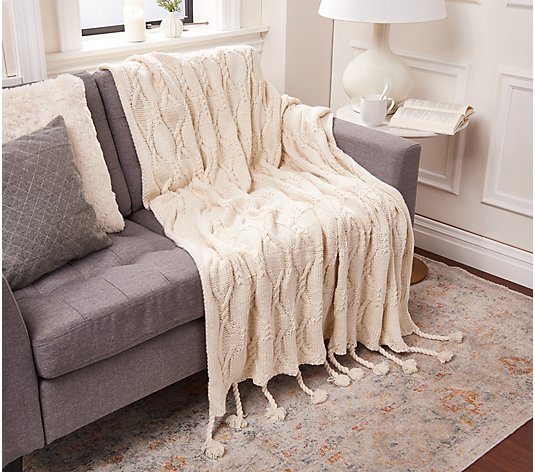 Chunky Acrylic Cable Knit Throw by Lauren McBride