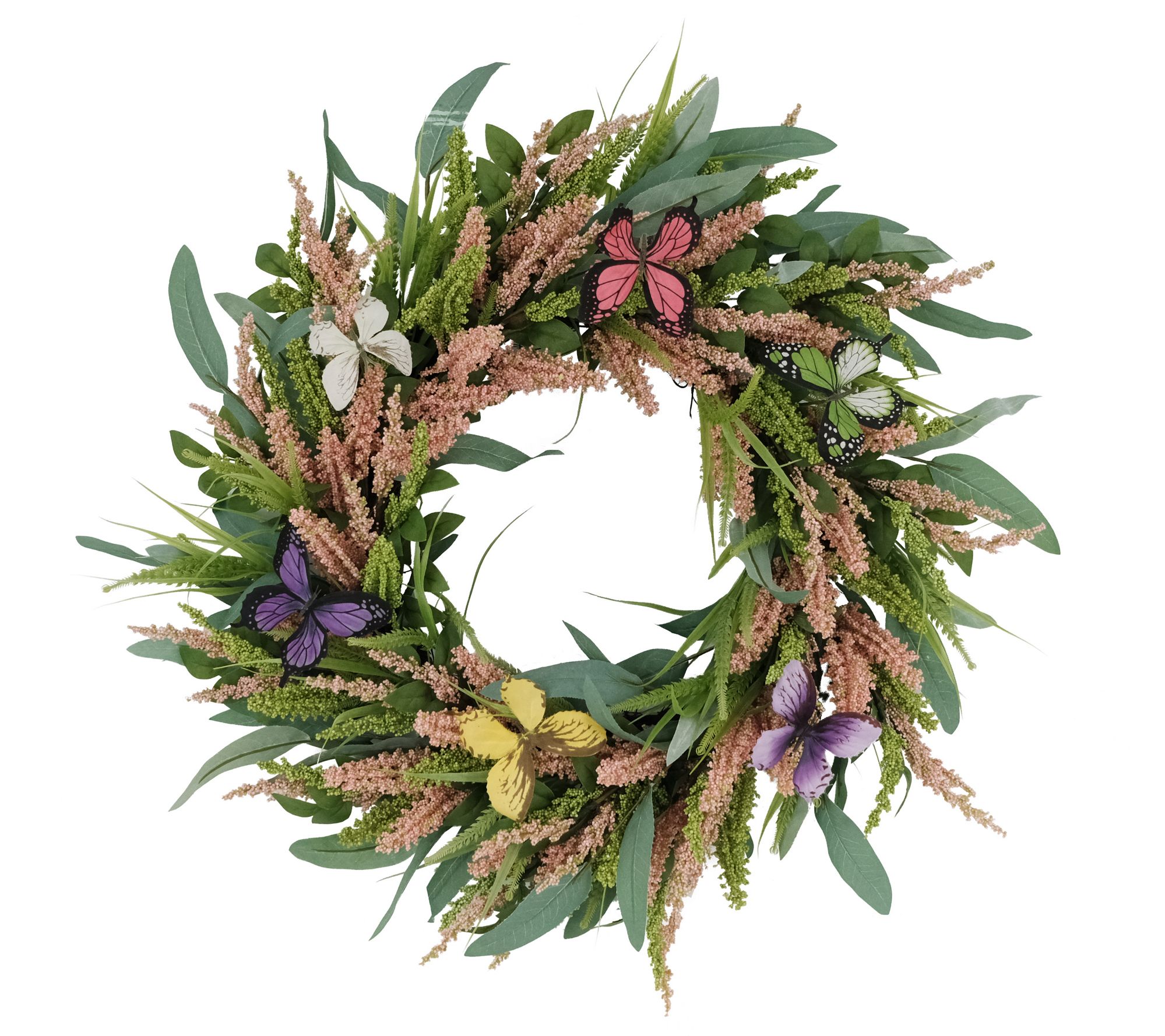 Puleo 24" Salix Leaf W/Butterfly Floral Spring Wreath