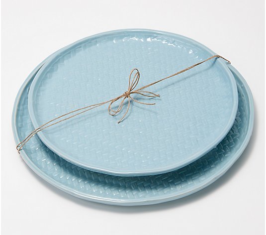 Set of 2 Woven Ceramic Trays by Valerie