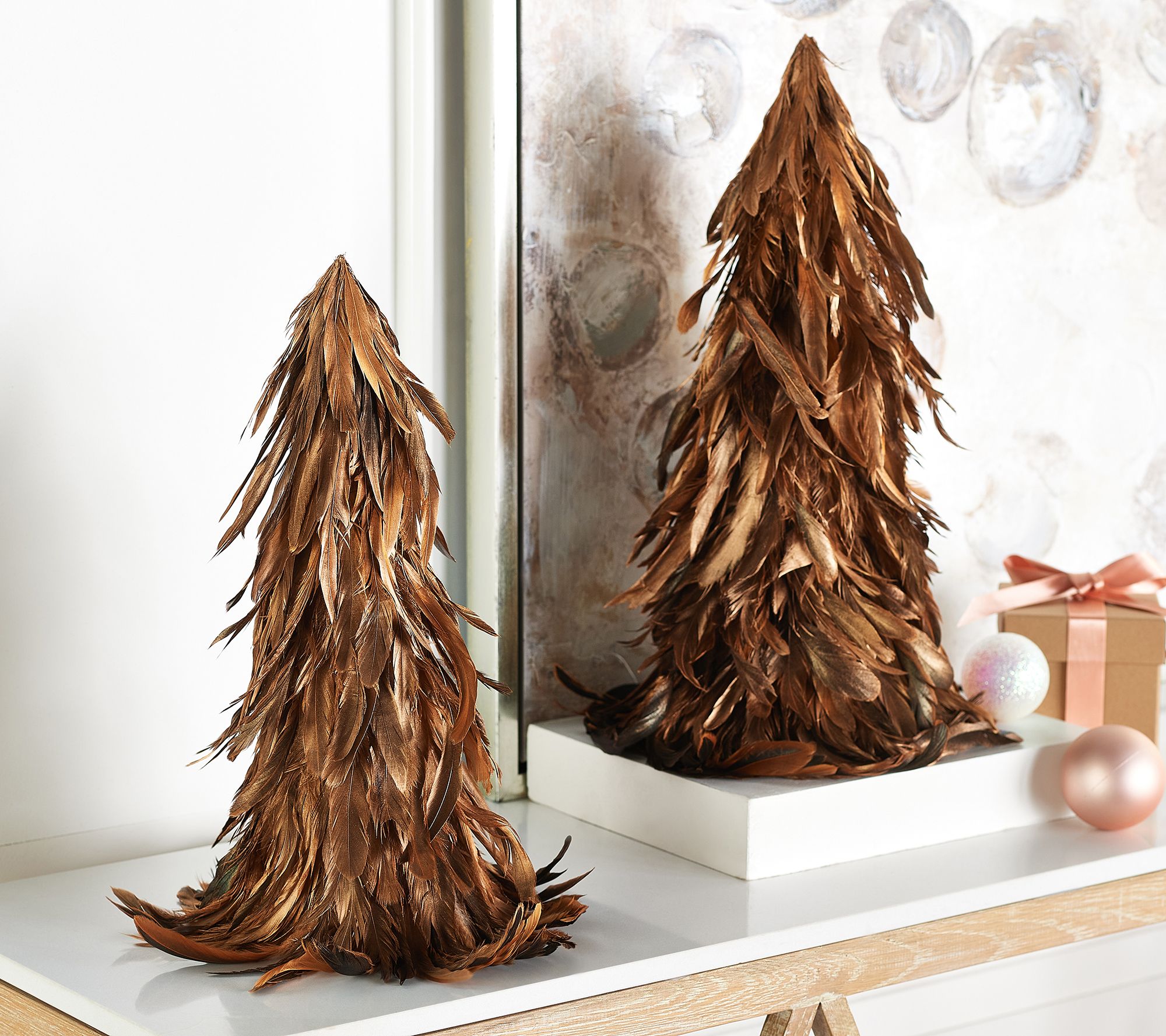 Simply Stunning S/2 Metallic Feather Trees by Janine Graff 