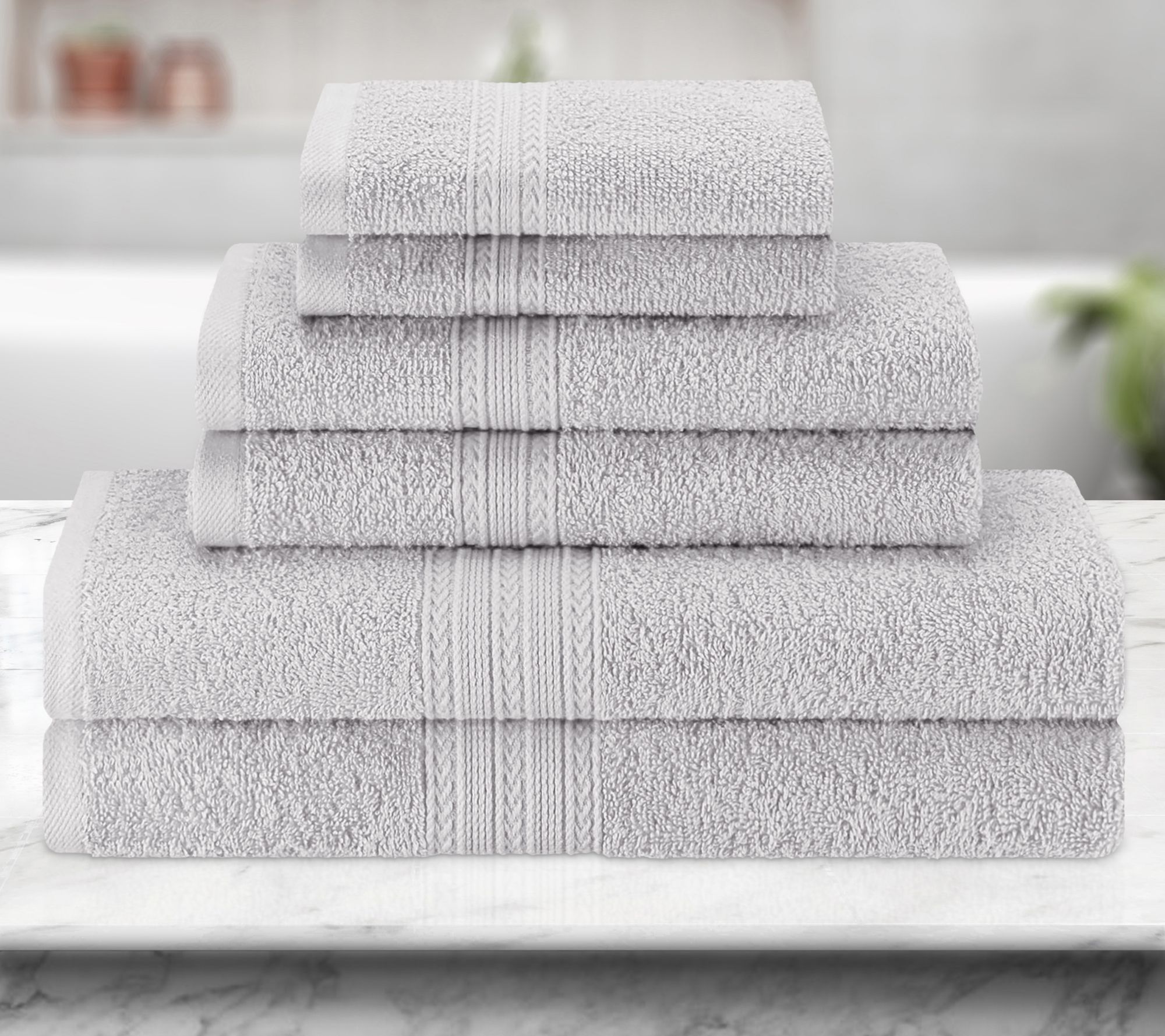 Superior Cotton 6-Piece Solid Absorbent Towel Set