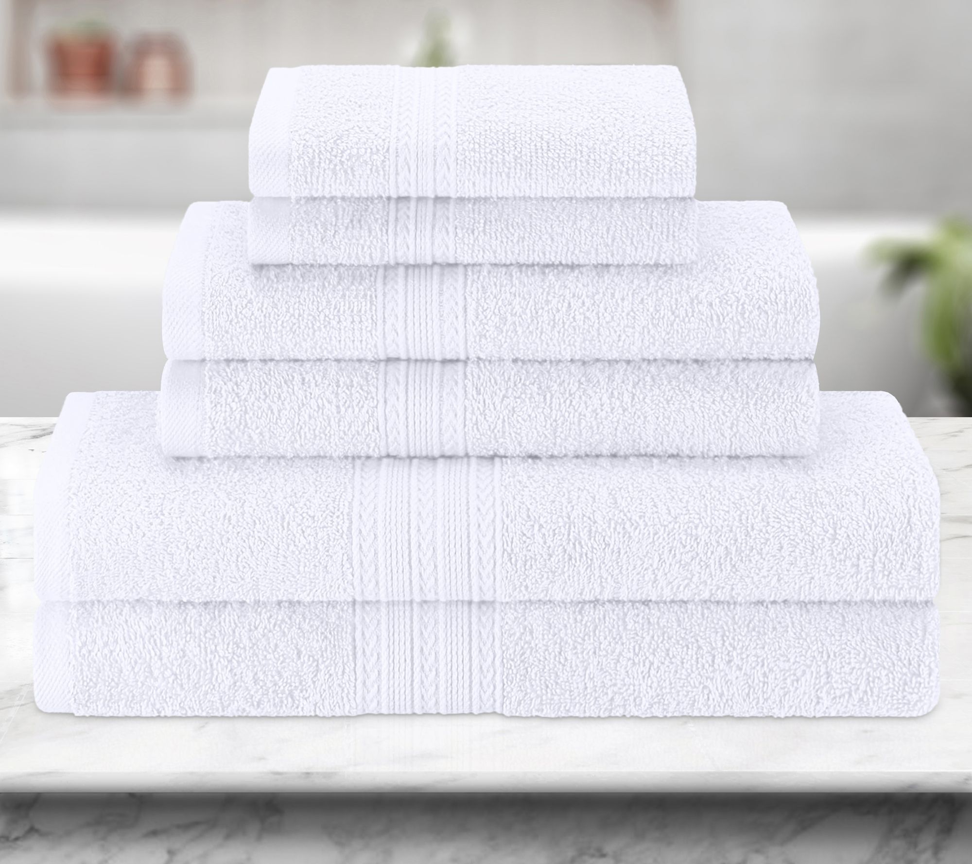Superior Cotton 6-Piece Solid Absorbent Towel Set