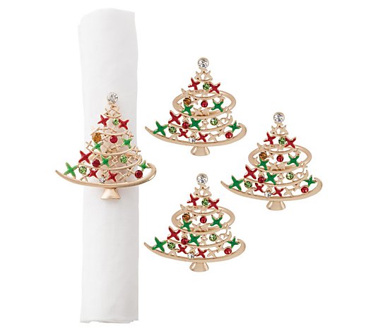 S/4 Star Christmas Tree Napkin Rings by Valerie