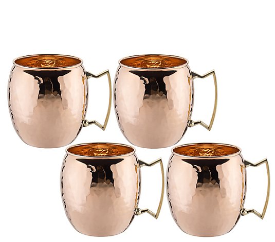 Old Dutch Set of 4 Hammered Solid Copper Moscow Mule Mugs
