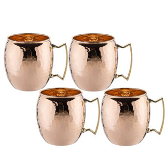 Old Dutch Set of 4 Hammered Solid Copper Moscow Mule Mugs - H288137