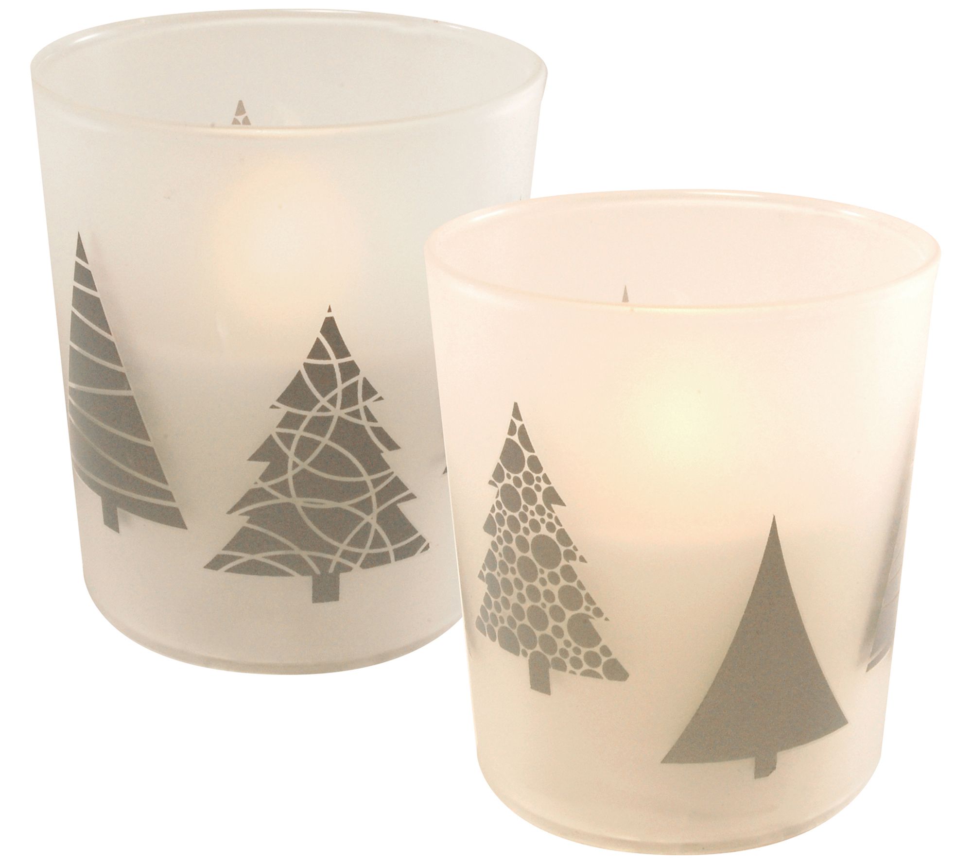 LumaBase Christmas Tree Glass LED Wax Candles Timer, Set of 2