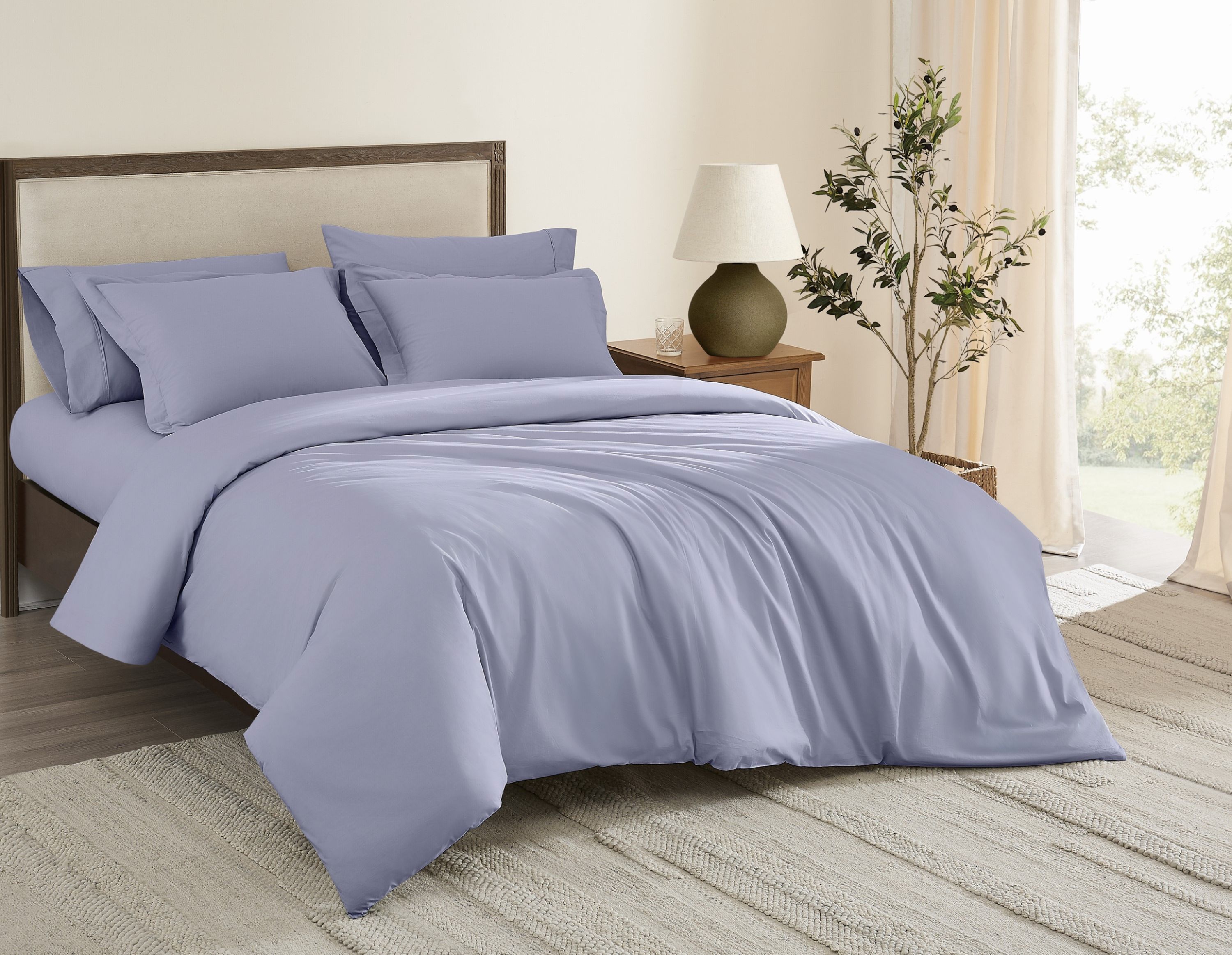 Brooklyn Loom Solid Cotton Percale King Duvet Set