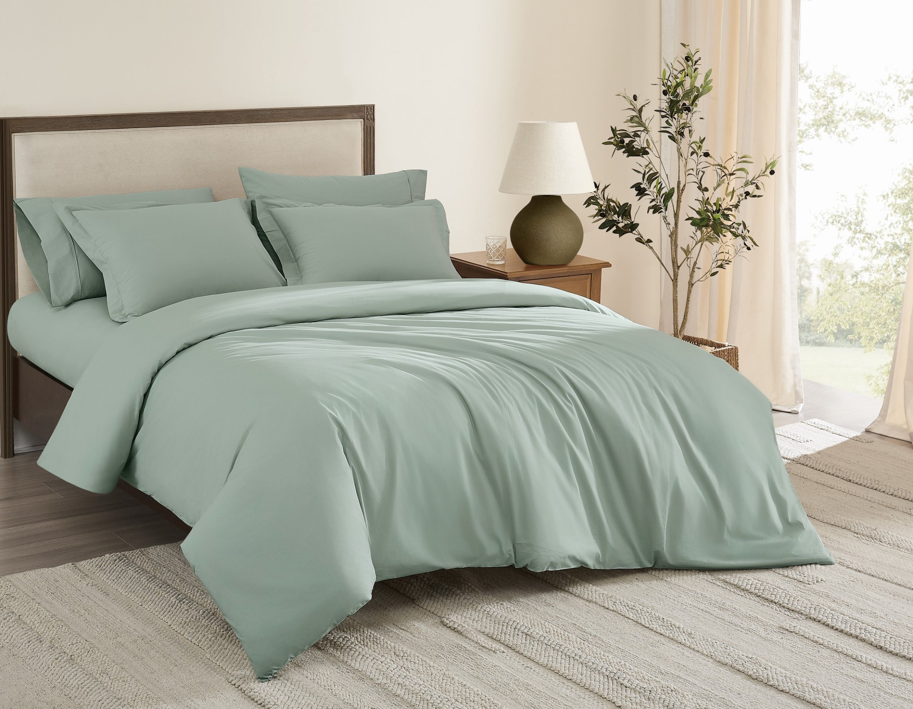 Brooklyn Loom Solid Cotton Percale King Duvet Set