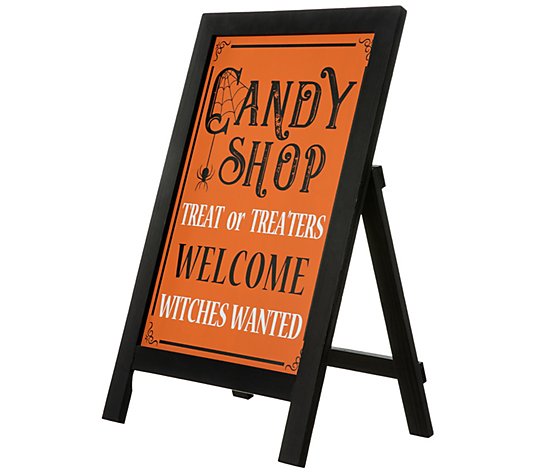 Glitzhome 24 Candy Shop Halloween Wooden Standing Easel Sign 