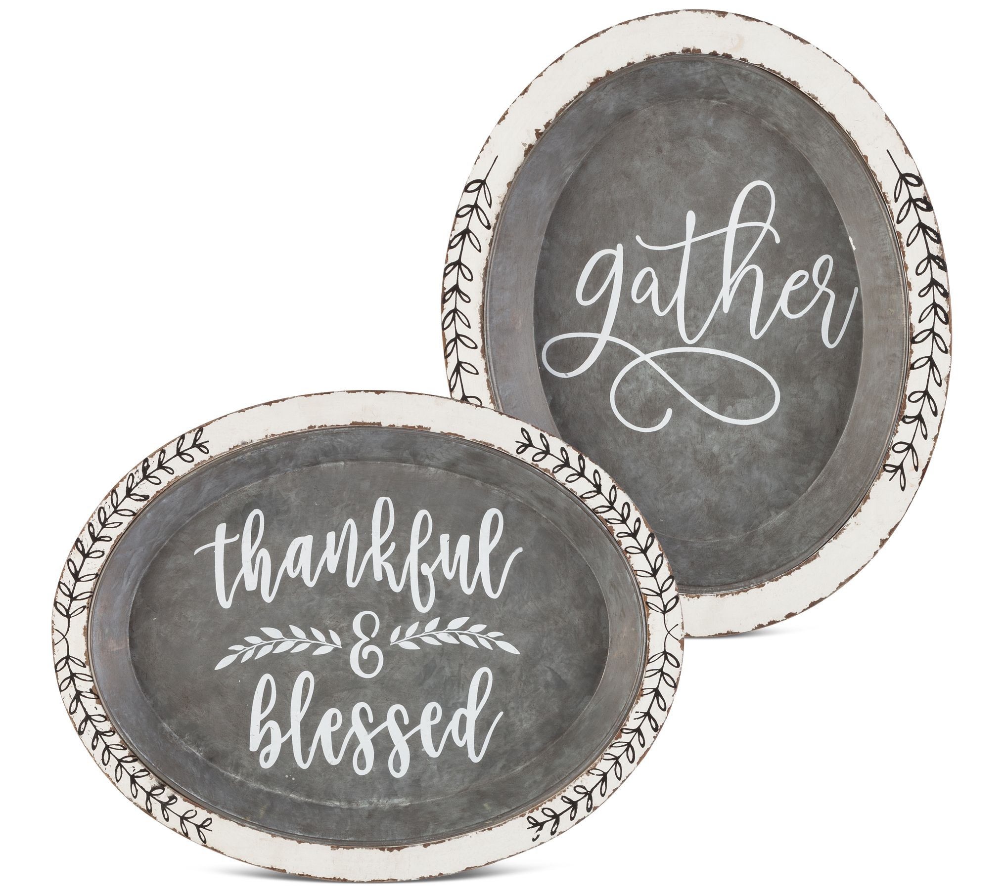 Set of 2 Assorted Galvanized Trays by Gerson Co.