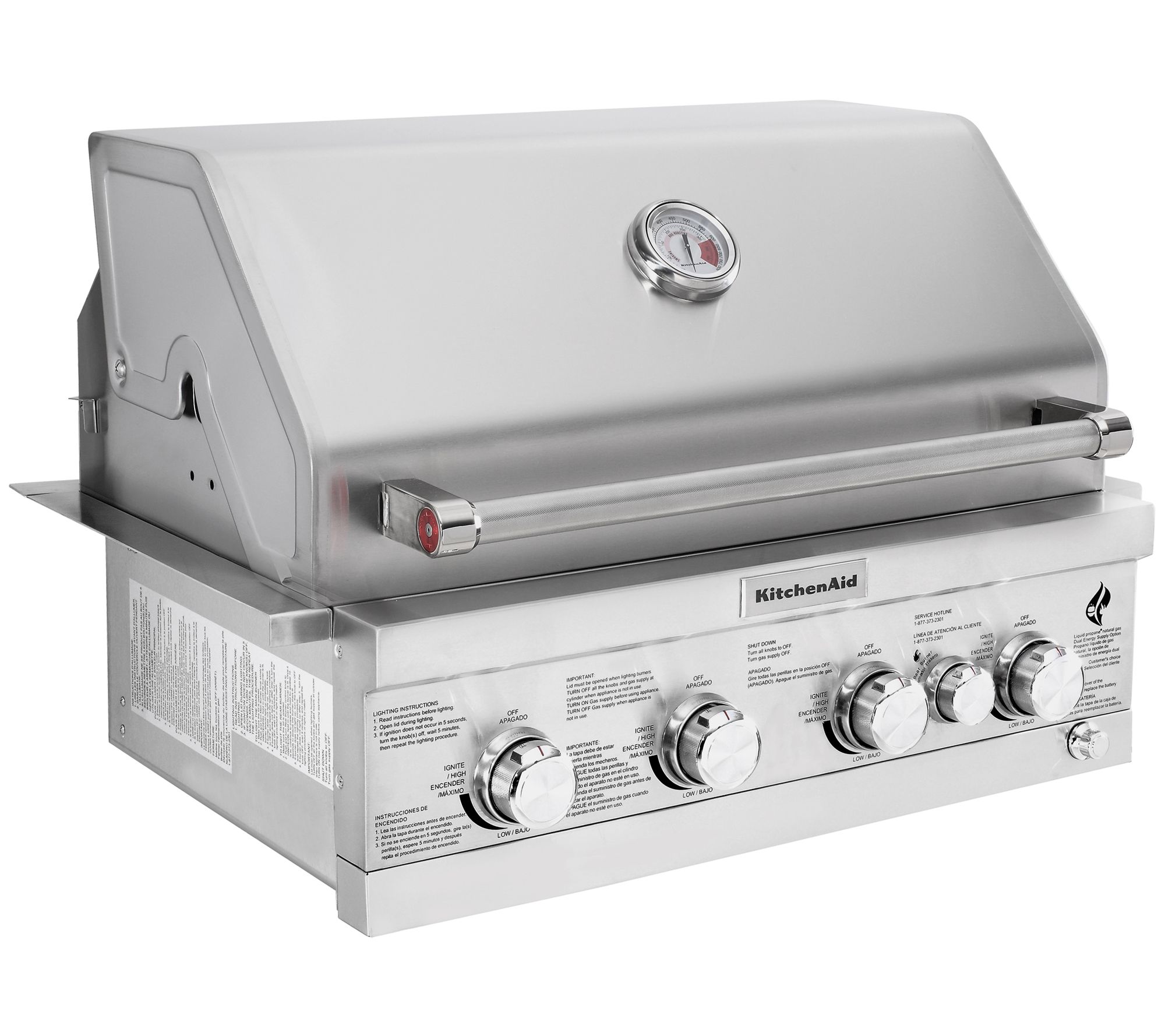 KitchenAid 4-Burner in Stainless Steel w/ Rotisserie Burner - QVC.com