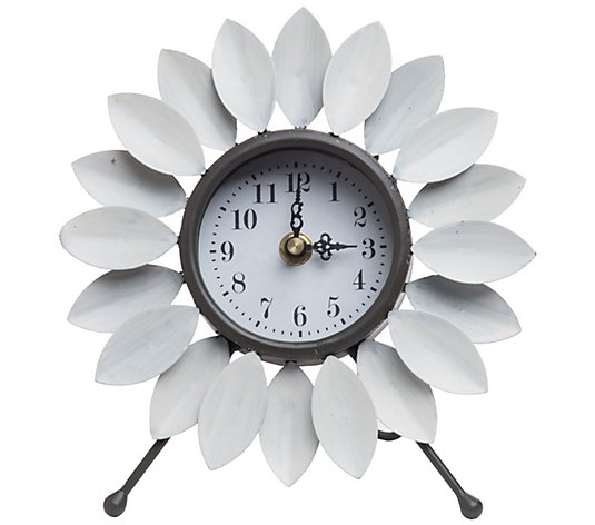 Foreside Home & Garden Flora Tabletop Clock White